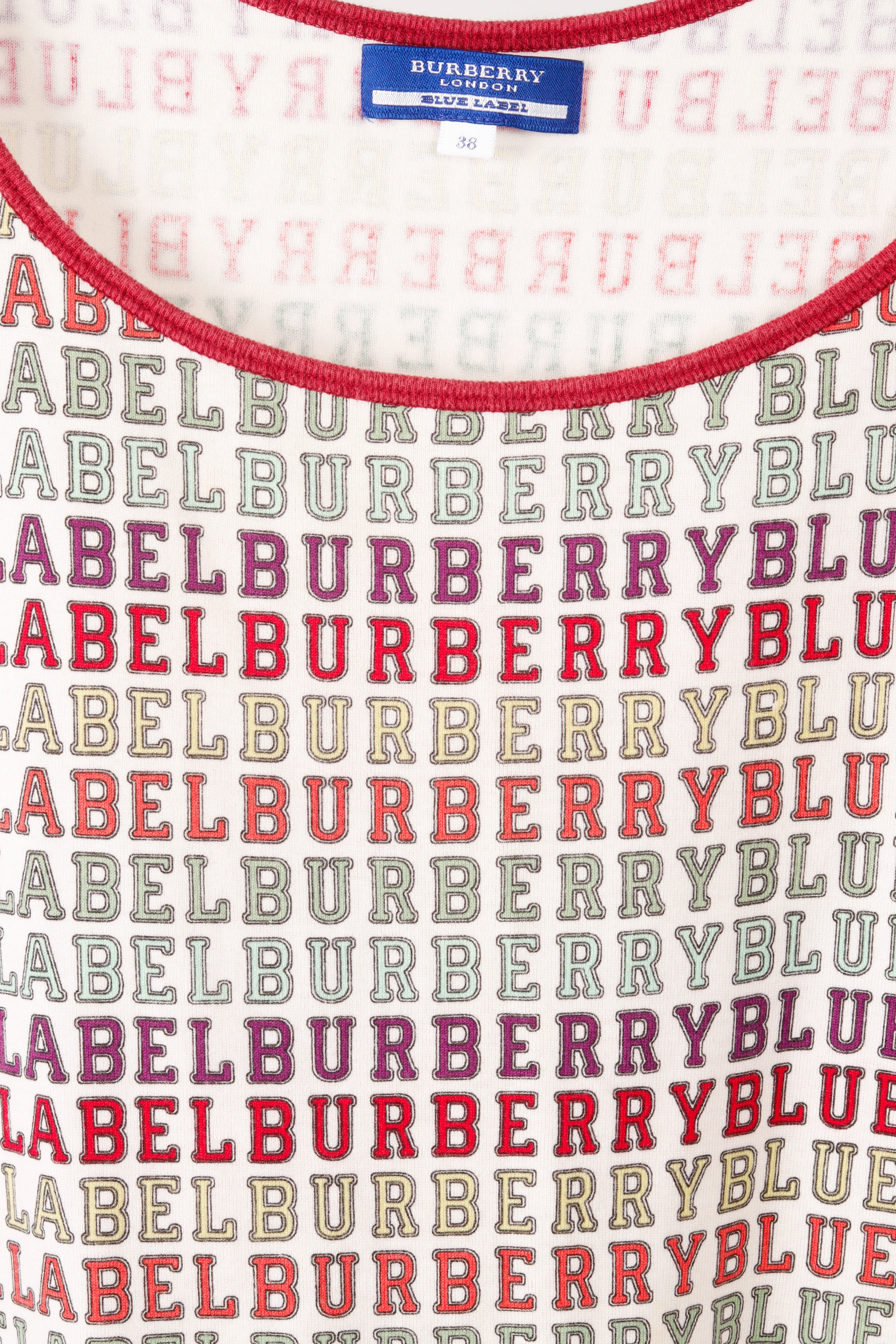 2000's Burberry Blue Label 'Multicolor Spellout Print' Tank Top