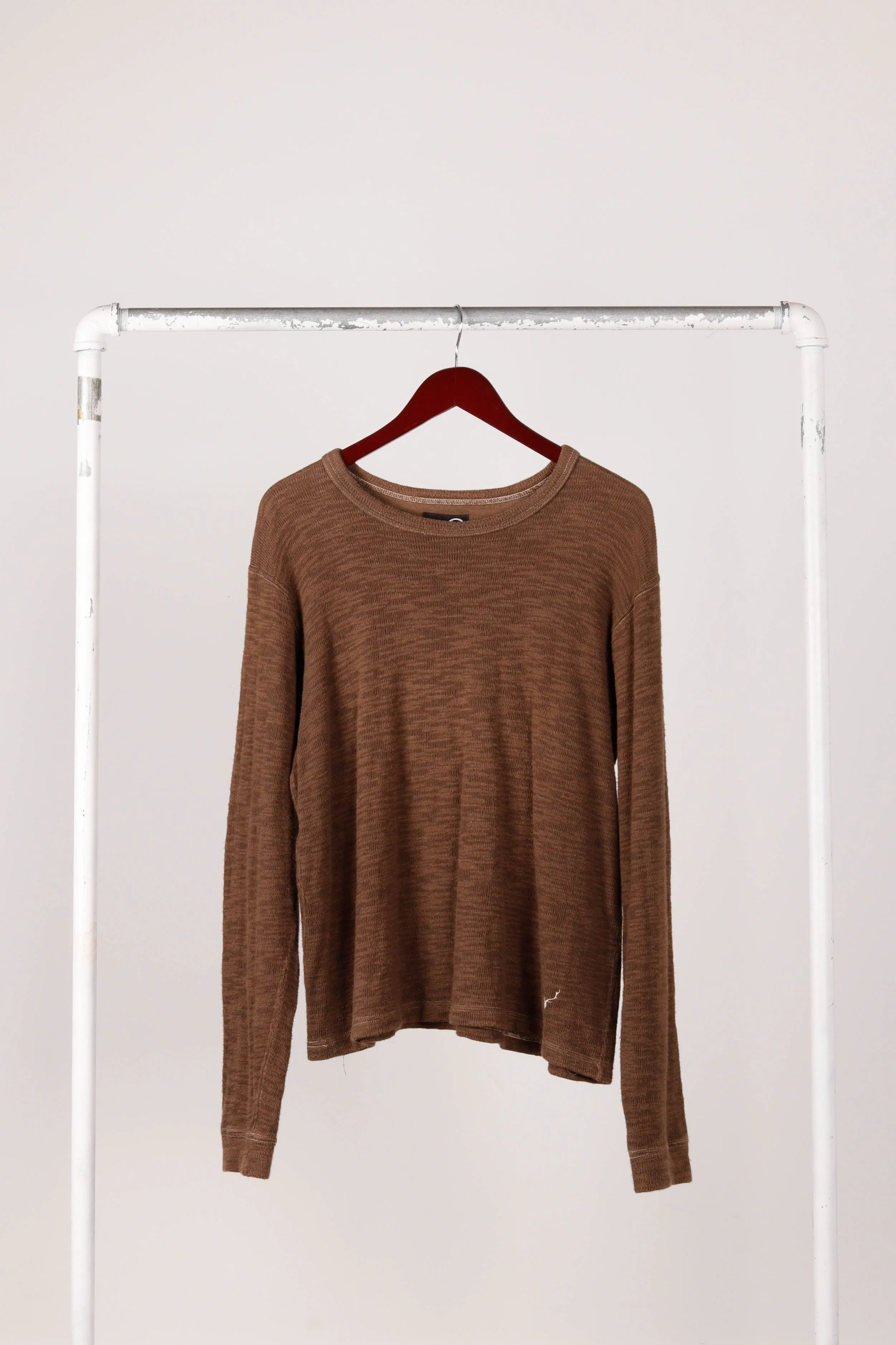 2000's South2 West8 'Melange Knit' Thermal L/S Shirt Brown