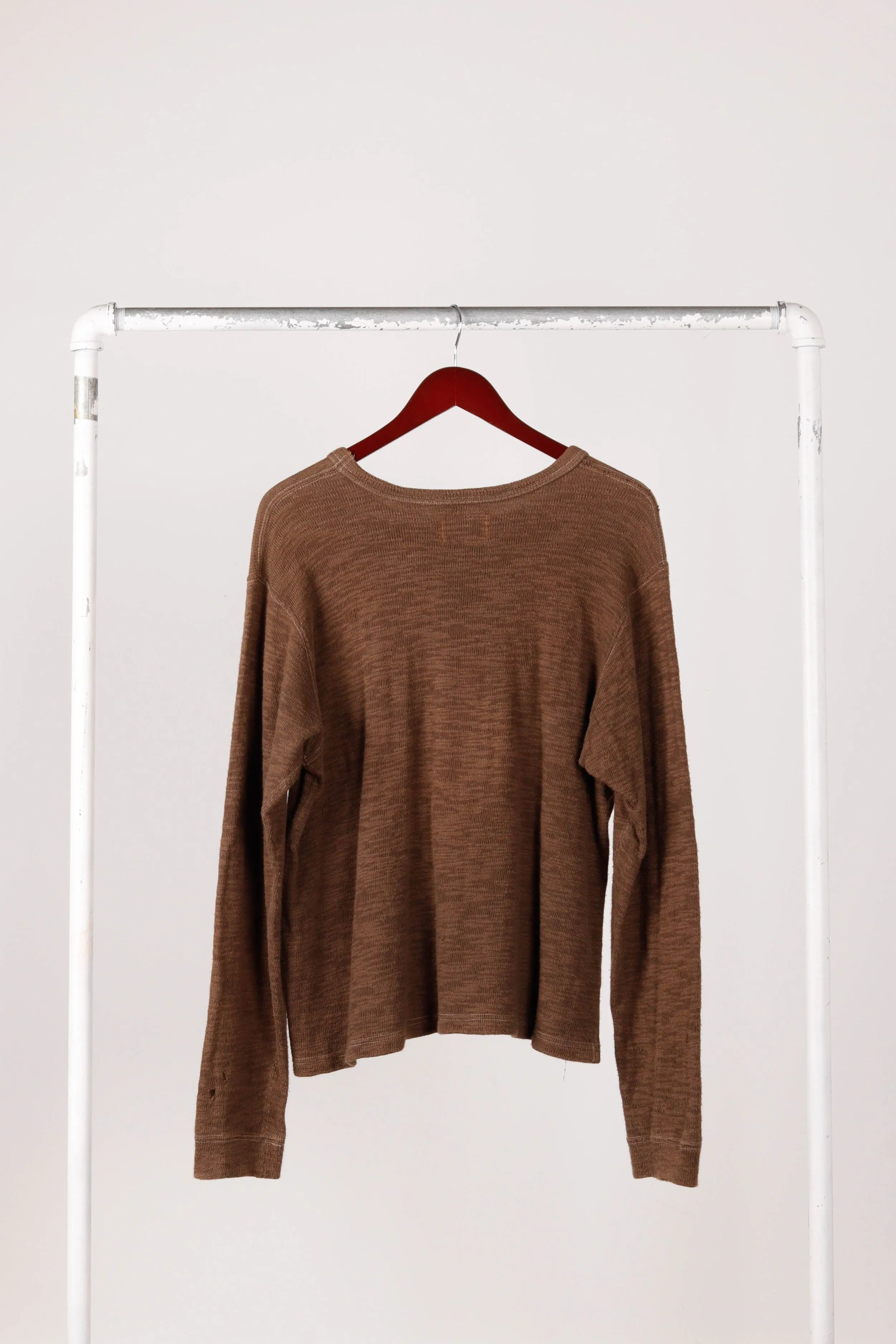 2000's South2 West8 'Melange Knit' Thermal L/S Shirt Brown