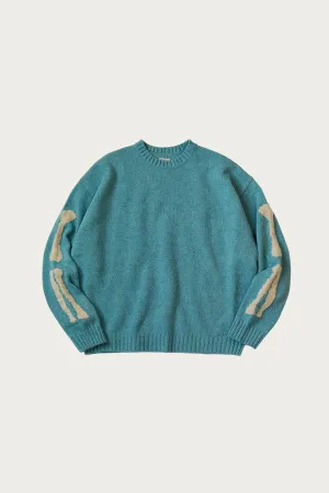 5G Wool BONE Crew Sweater - Sax