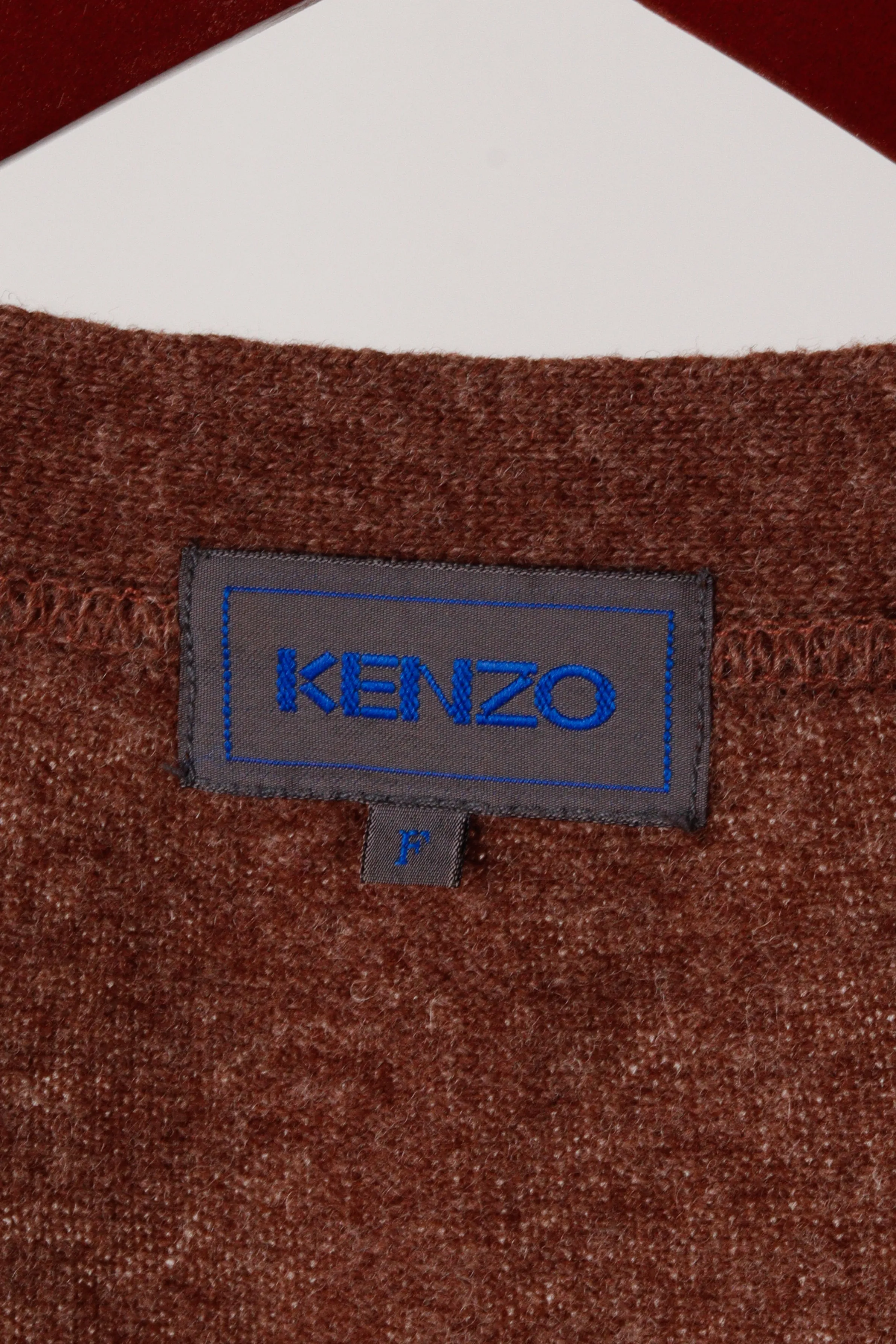 80's Kenzo 'Laine Wool' Cardigan Sweater Vest Brown