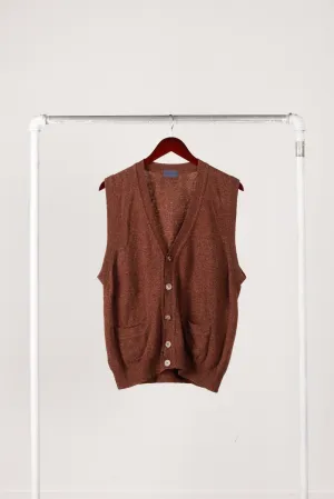 80's Kenzo 'Laine Wool' Cardigan Sweater Vest Brown