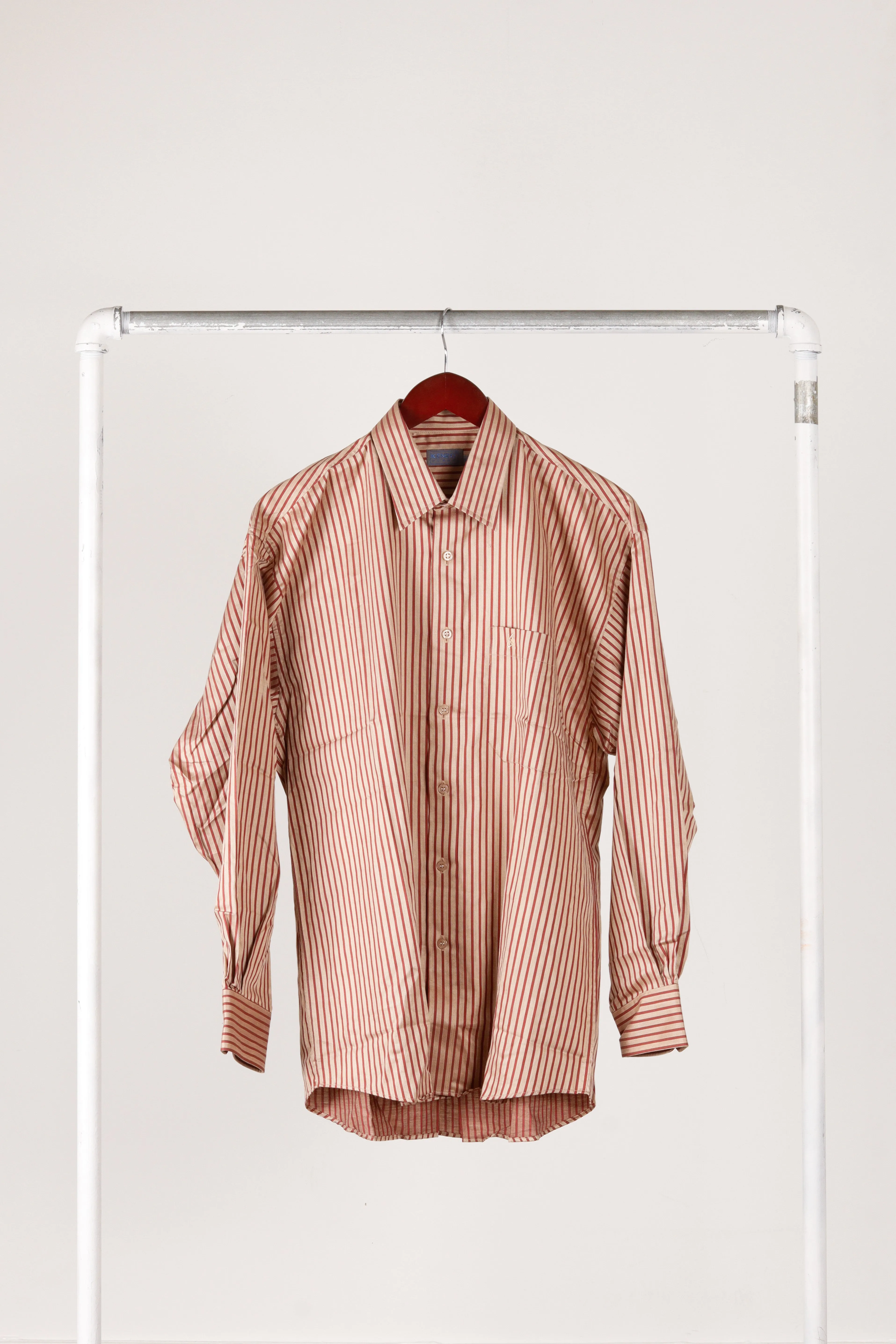90's Kenzo Homme 'Awning Striped' Shirt Red