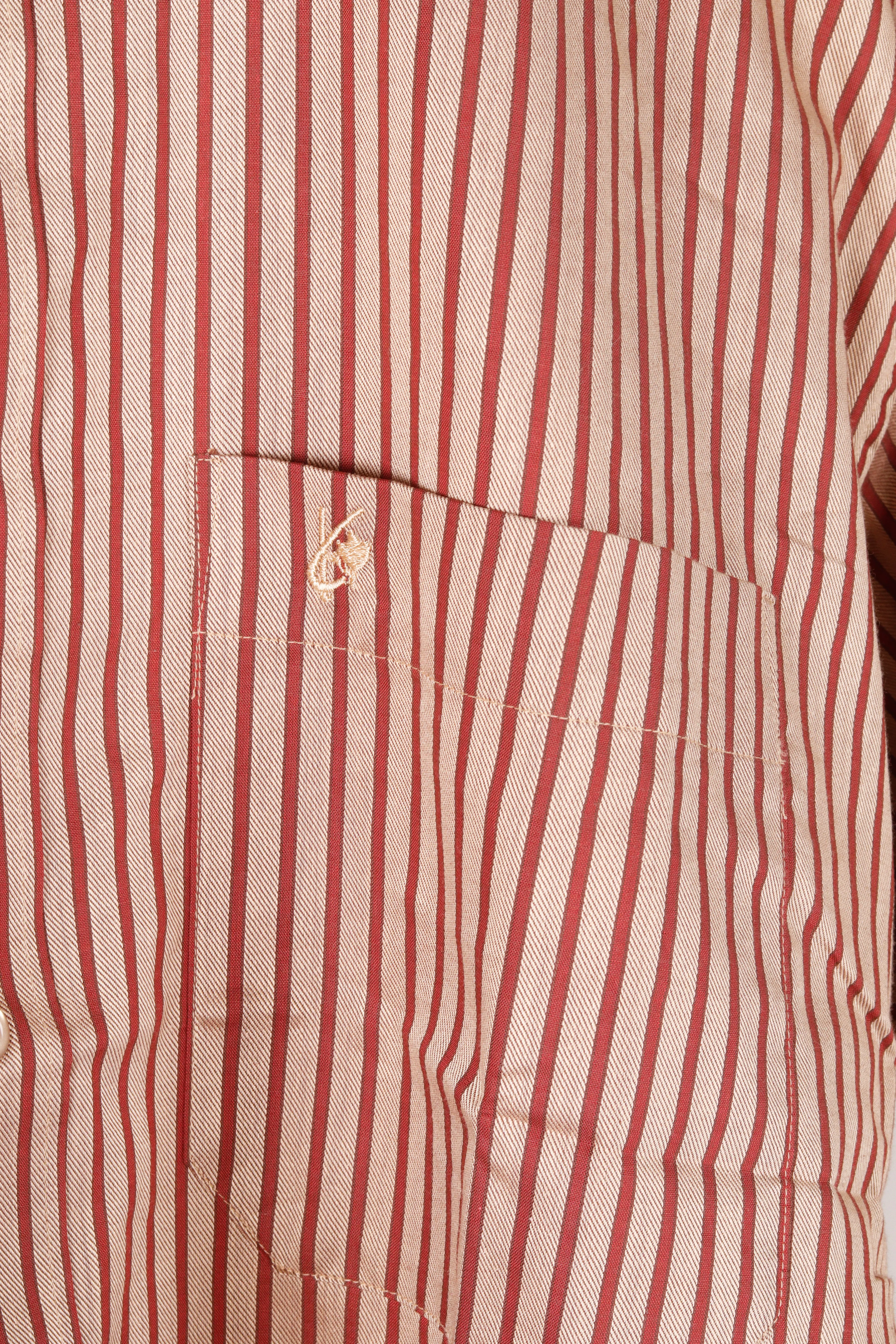 90's Kenzo Homme 'Awning Striped' Shirt Red