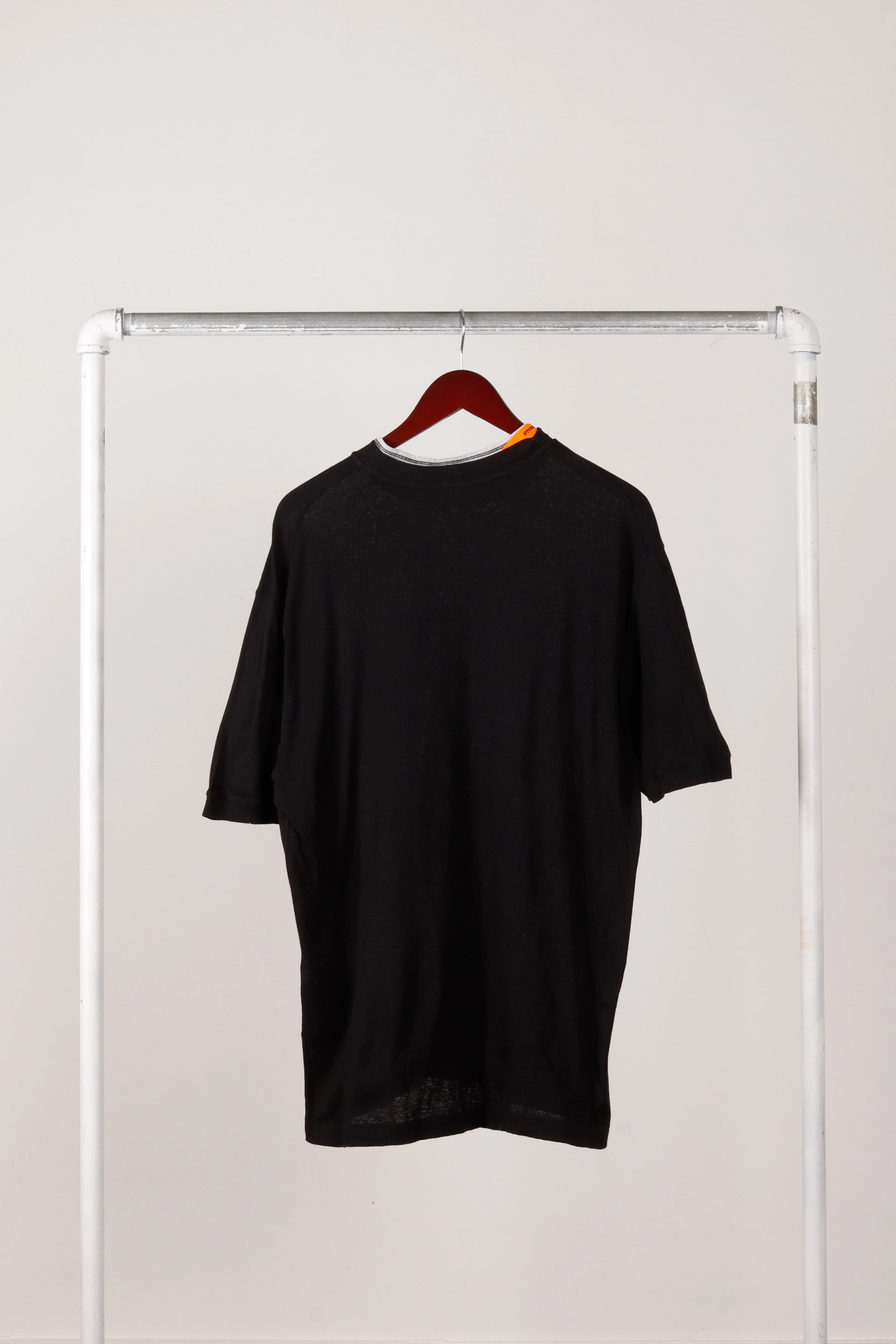 90's Stone Island 'Layered Mock Neck' S/S Shirt Black