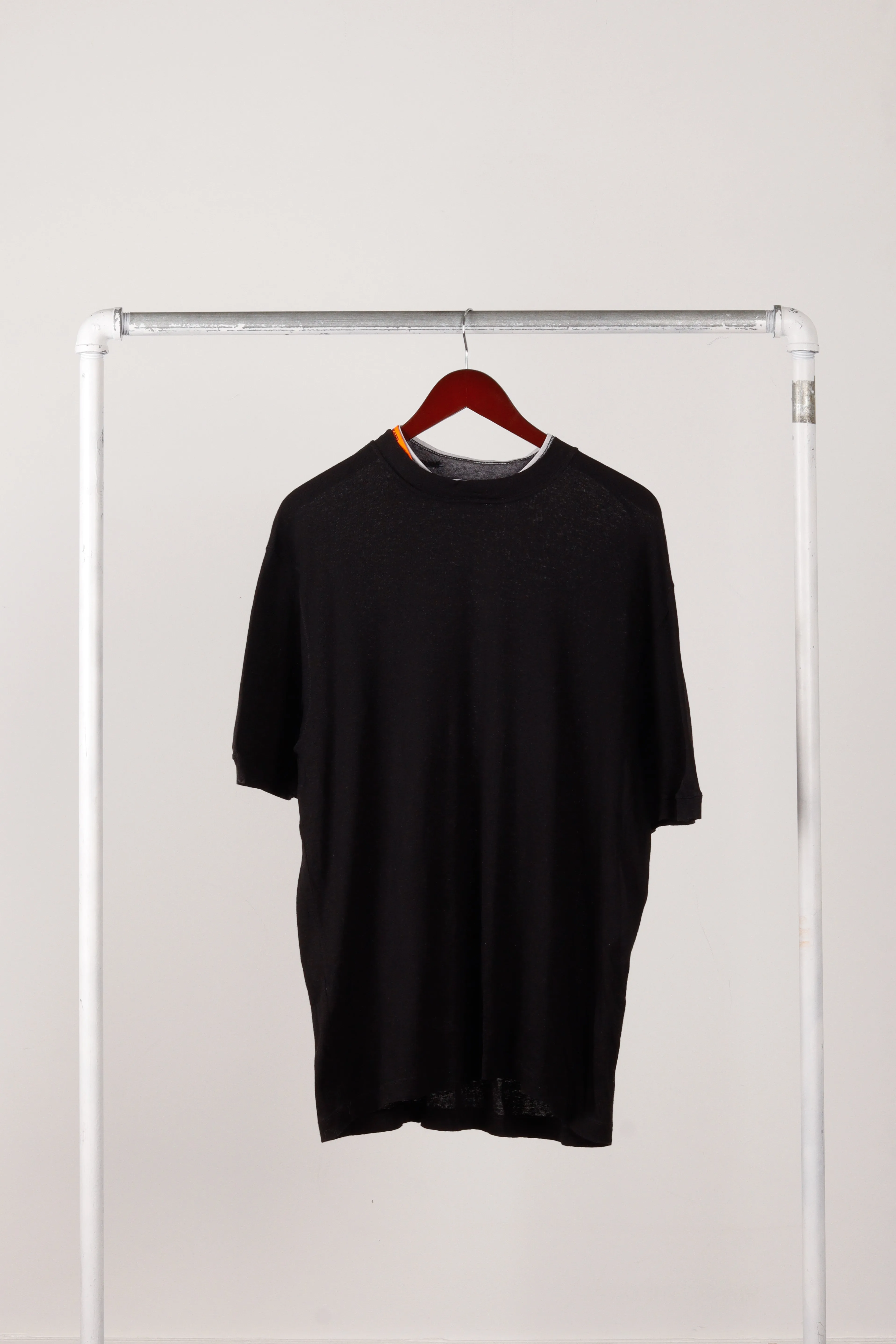90's Stone Island 'Layered Mock Neck' S/S Shirt Black