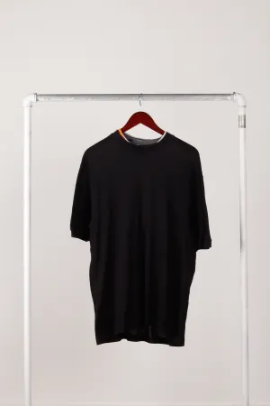 90's Stone Island 'Layered Mock Neck' S/S Shirt Black