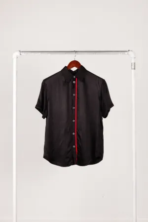 90's Y's Yohji Yamamoto Womens 'Silk Contrast Stripe' S/S Shirt