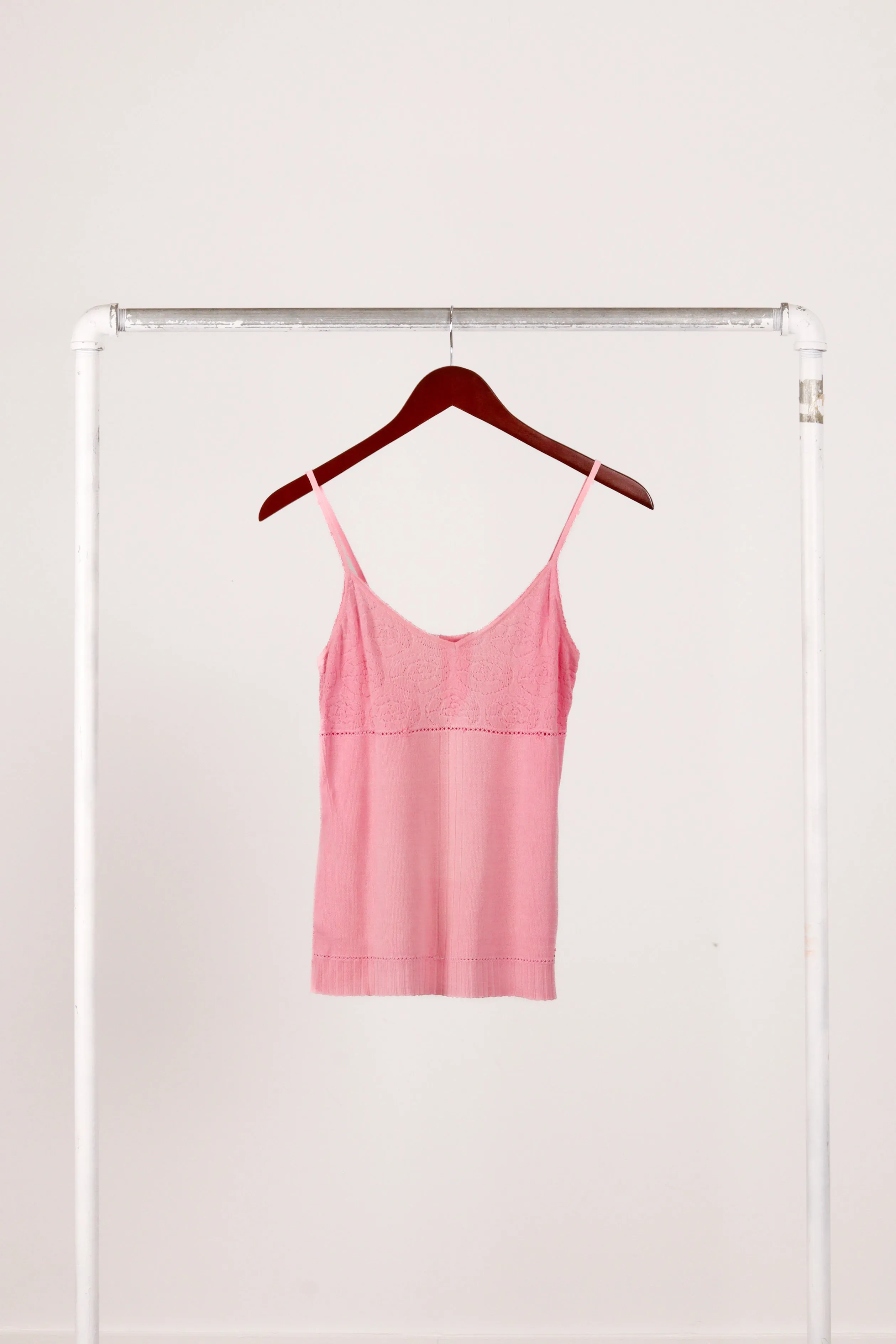 Chanel AW96 'Rose Lace Knit' Tank Top Pink (1996)