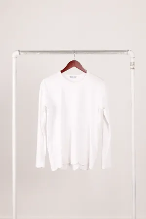 Comme des Garons Womens 'Scalloped Trim' L/S T-Shirt White