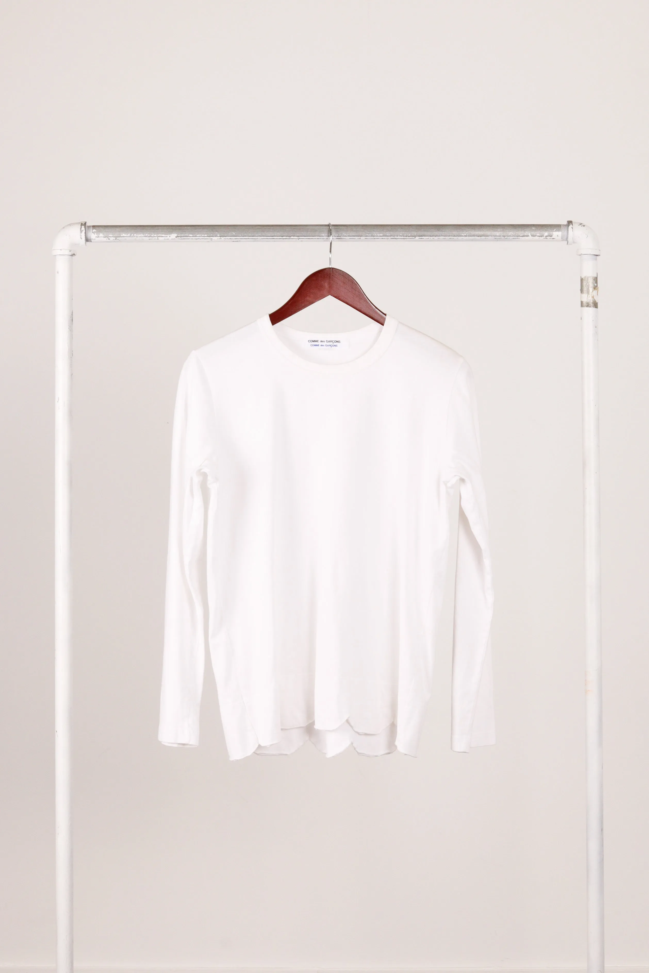 Comme des Garons Womens 'Scalloped Trim' L/S T-Shirt White