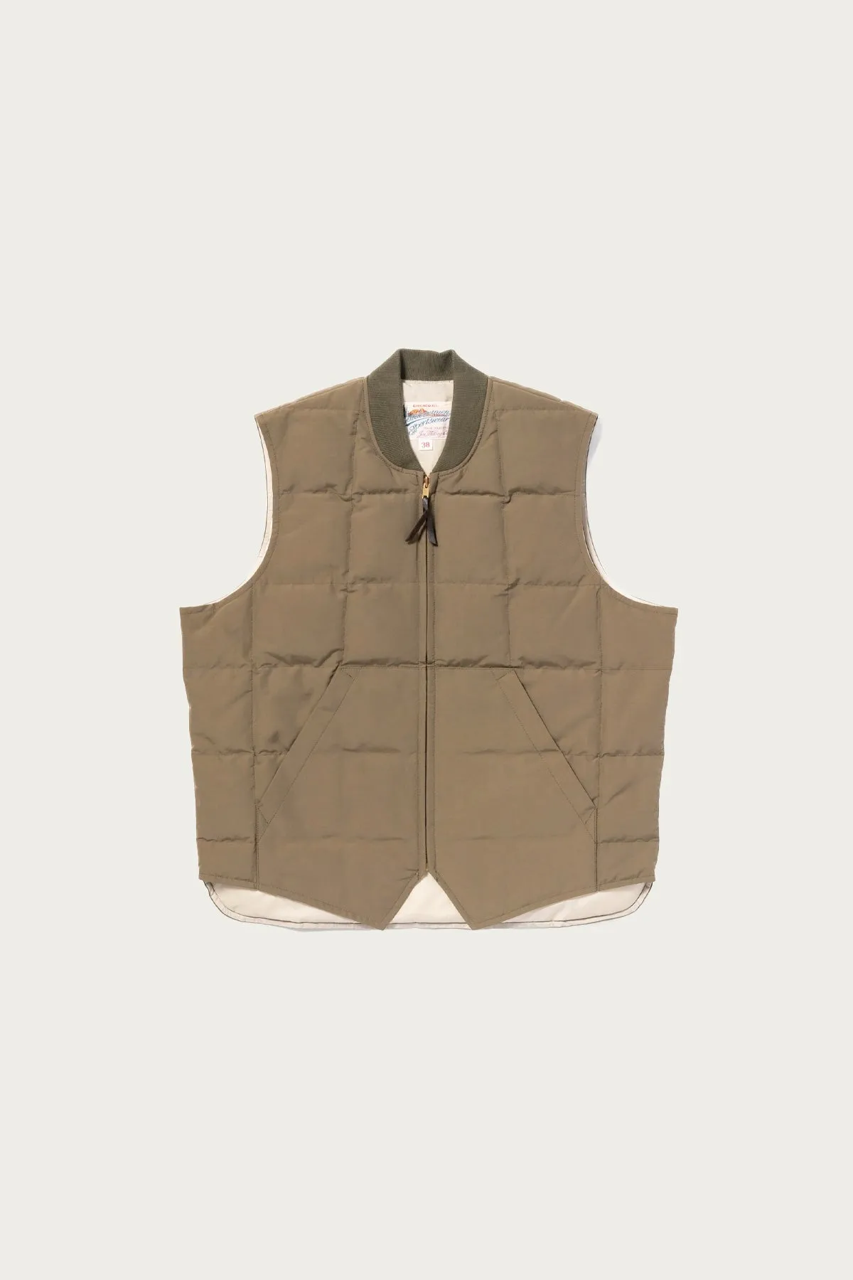 Cotton/Nylon Down Vest - Olive
