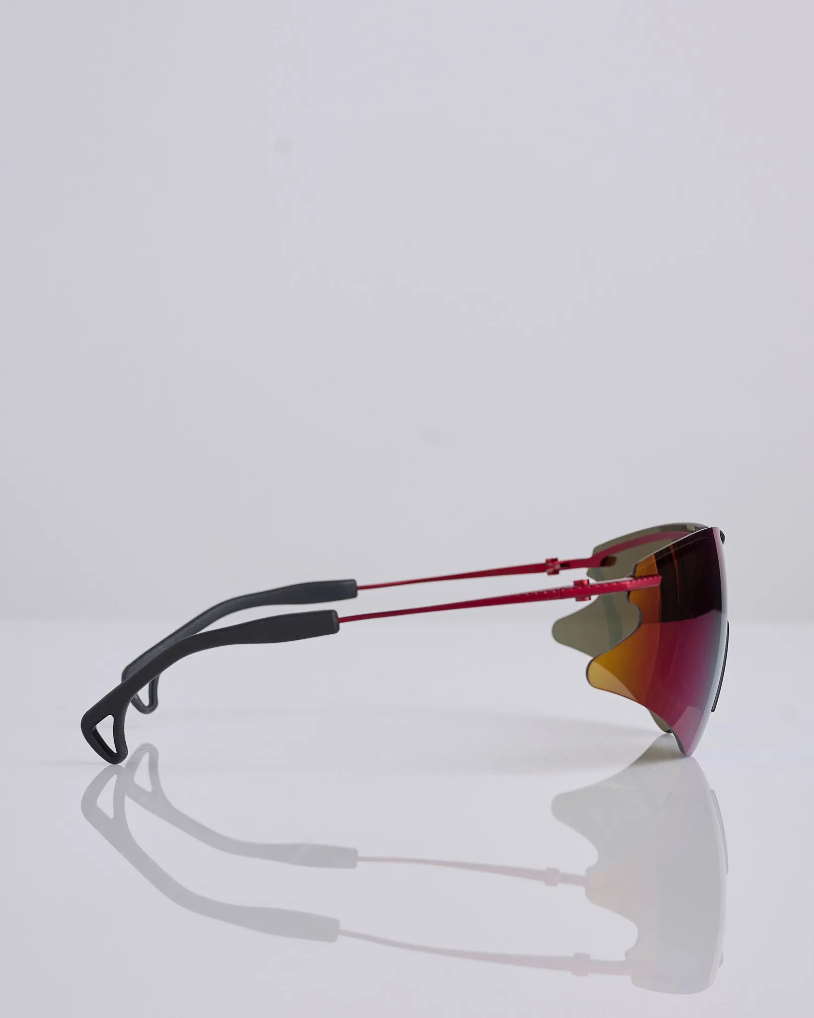 District Vision Kohei Aero Blade Titanium Sunglass Oxblood D  Blue Mirror