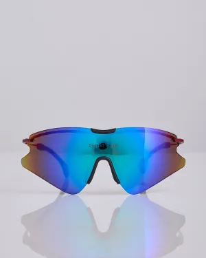 District Vision Kohei Aero Blade Titanium Sunglass Oxblood D  Blue Mirror