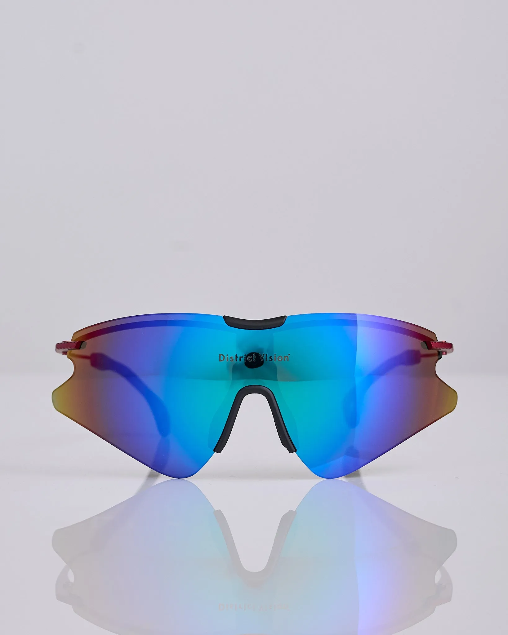 District Vision Kohei Aero Blade Titanium Sunglass Oxblood D  Blue Mirror