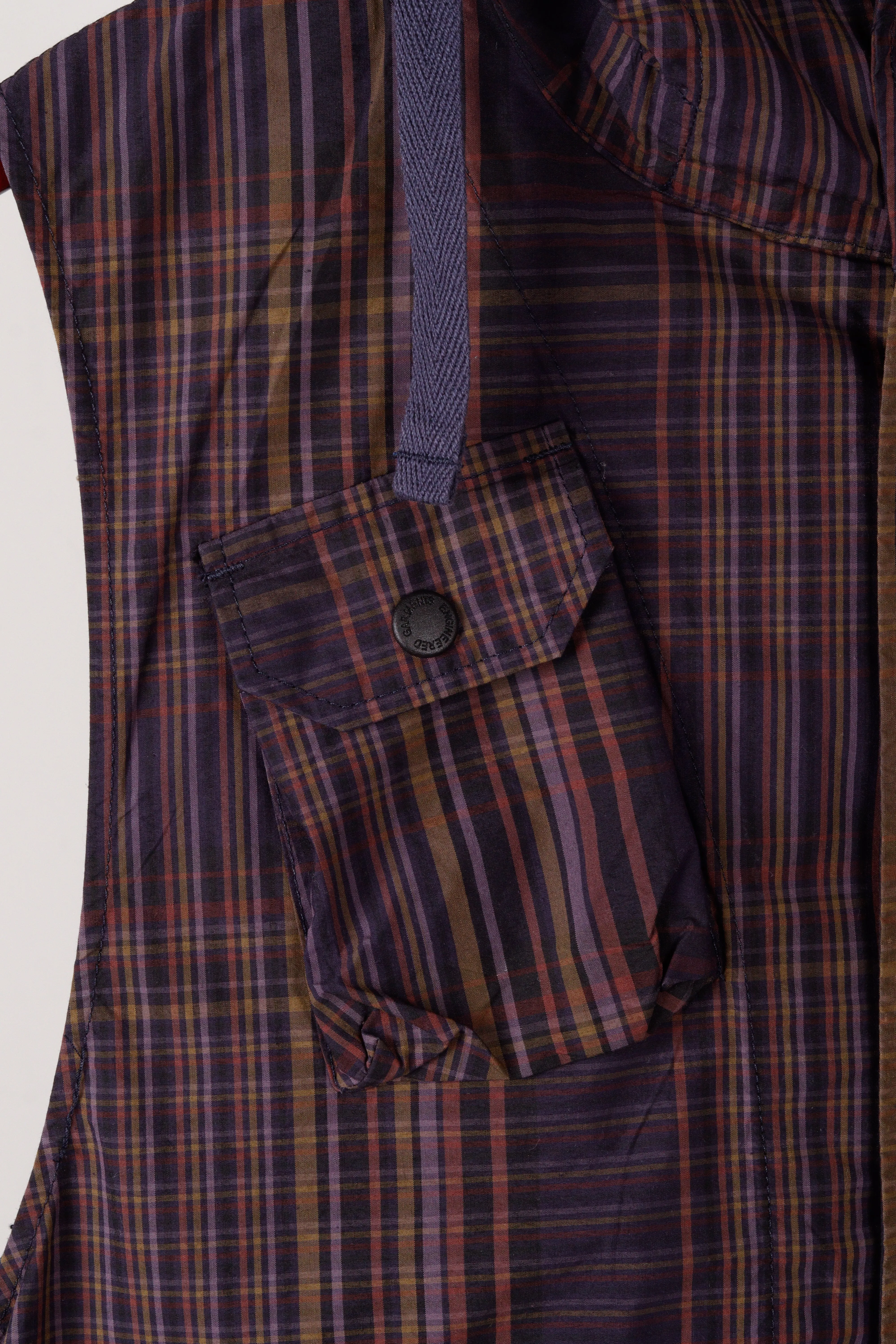 Engineered Garments SS21 'Nylon Cotton Plaid Field Cargo' Hooded Vest (2021)