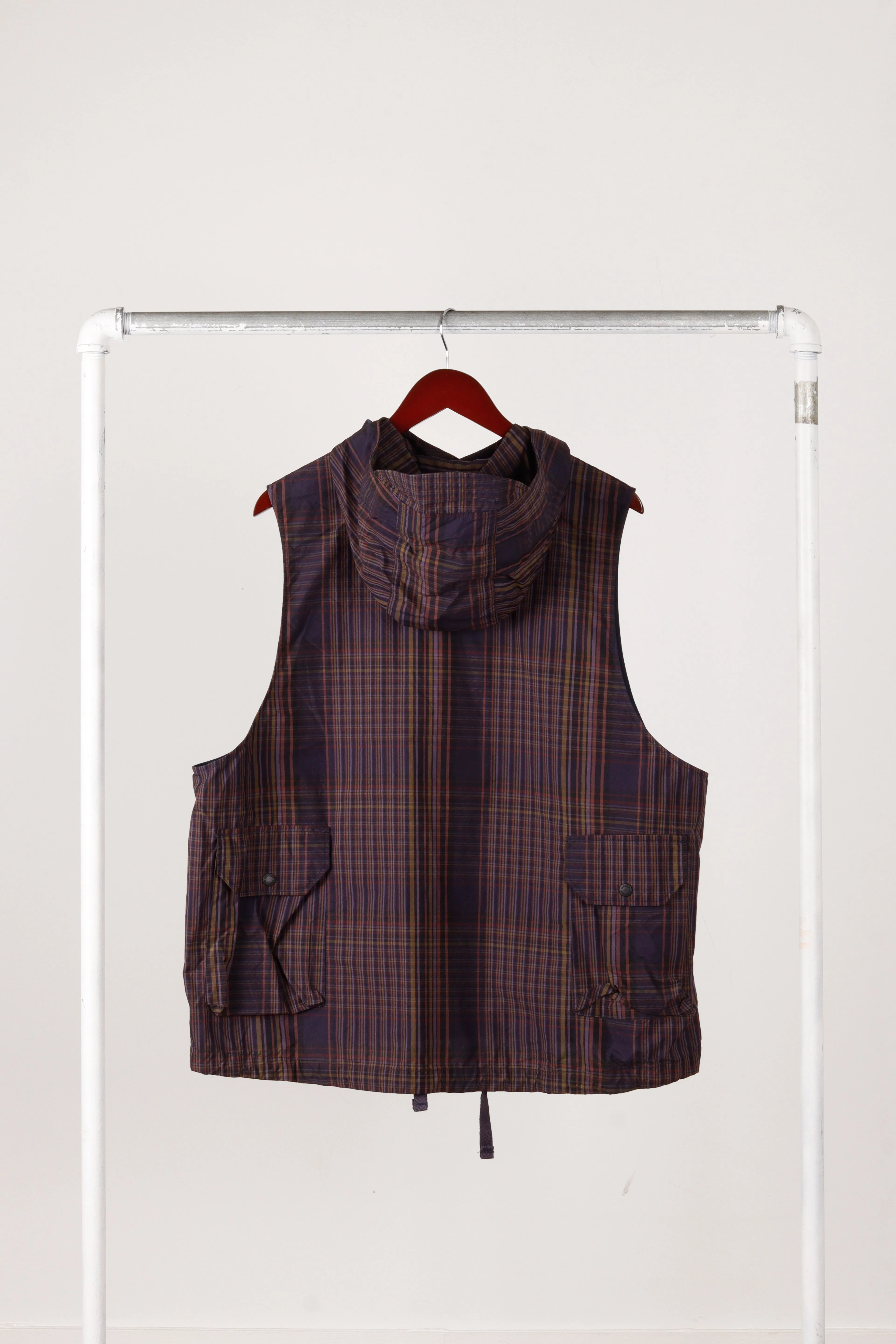 Engineered Garments SS21 'Nylon Cotton Plaid Field Cargo' Hooded Vest (2021)