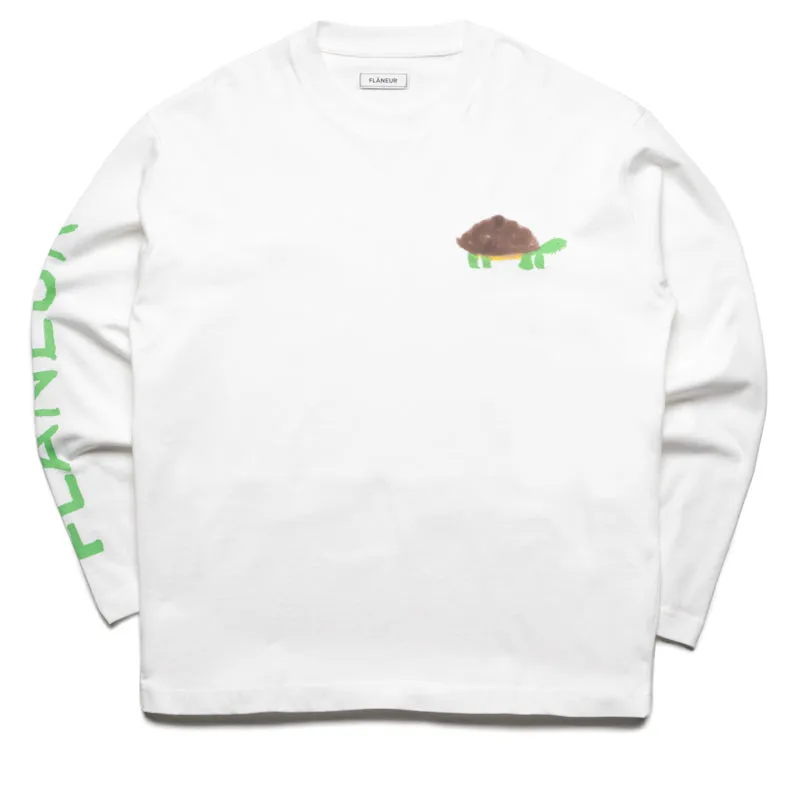 Flaneur Watercolor Turtle L/S Tee - White
