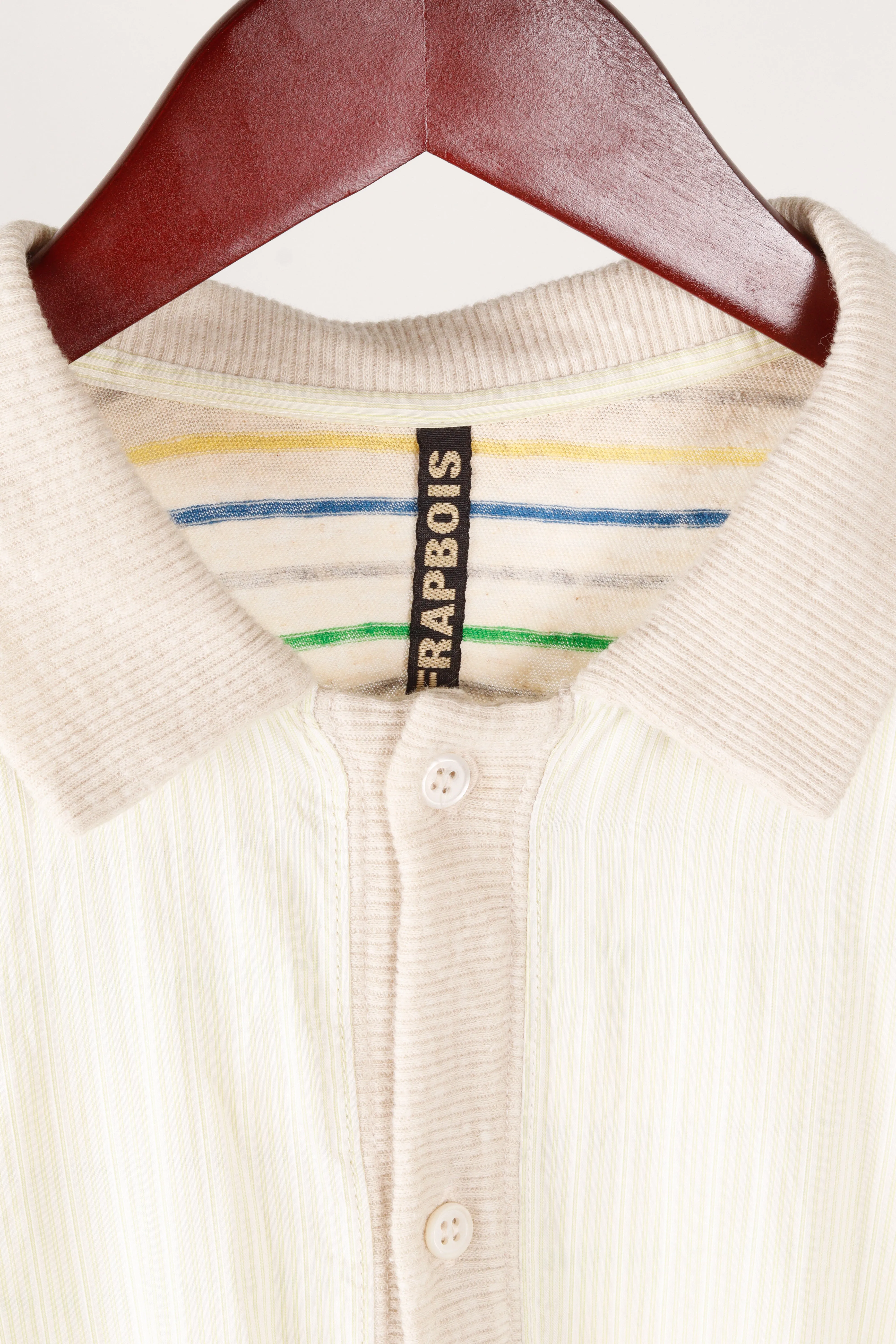 Frapbois 'Mixed Materials' S/S Shirt Cardigan Beige
