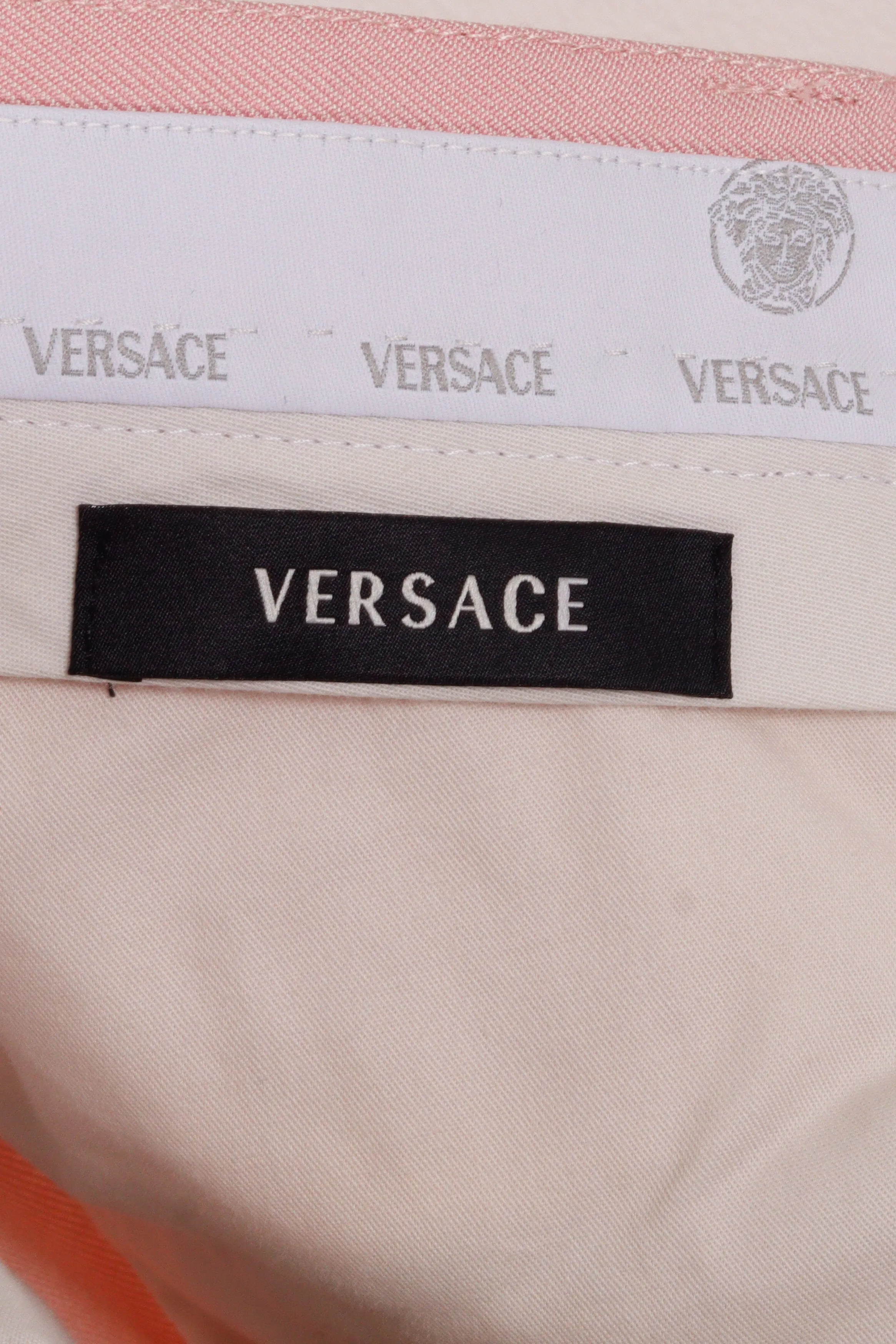 Gianni Versace Couture 'Single Breasted Double Notch Lapel Silk' Suit Set Pink