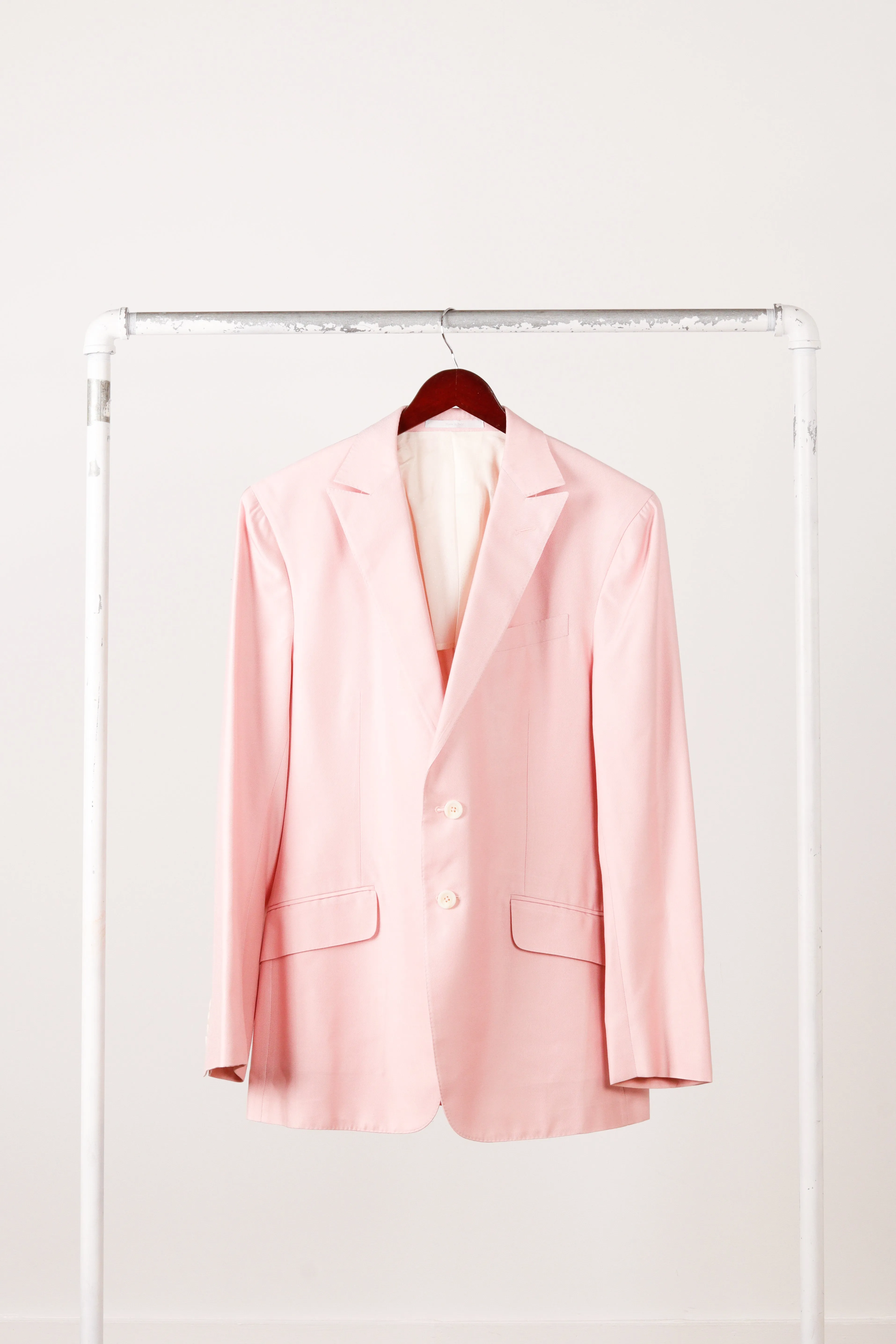 Gianni Versace Couture 'Single Breasted Double Notch Lapel Silk' Suit Set Pink
