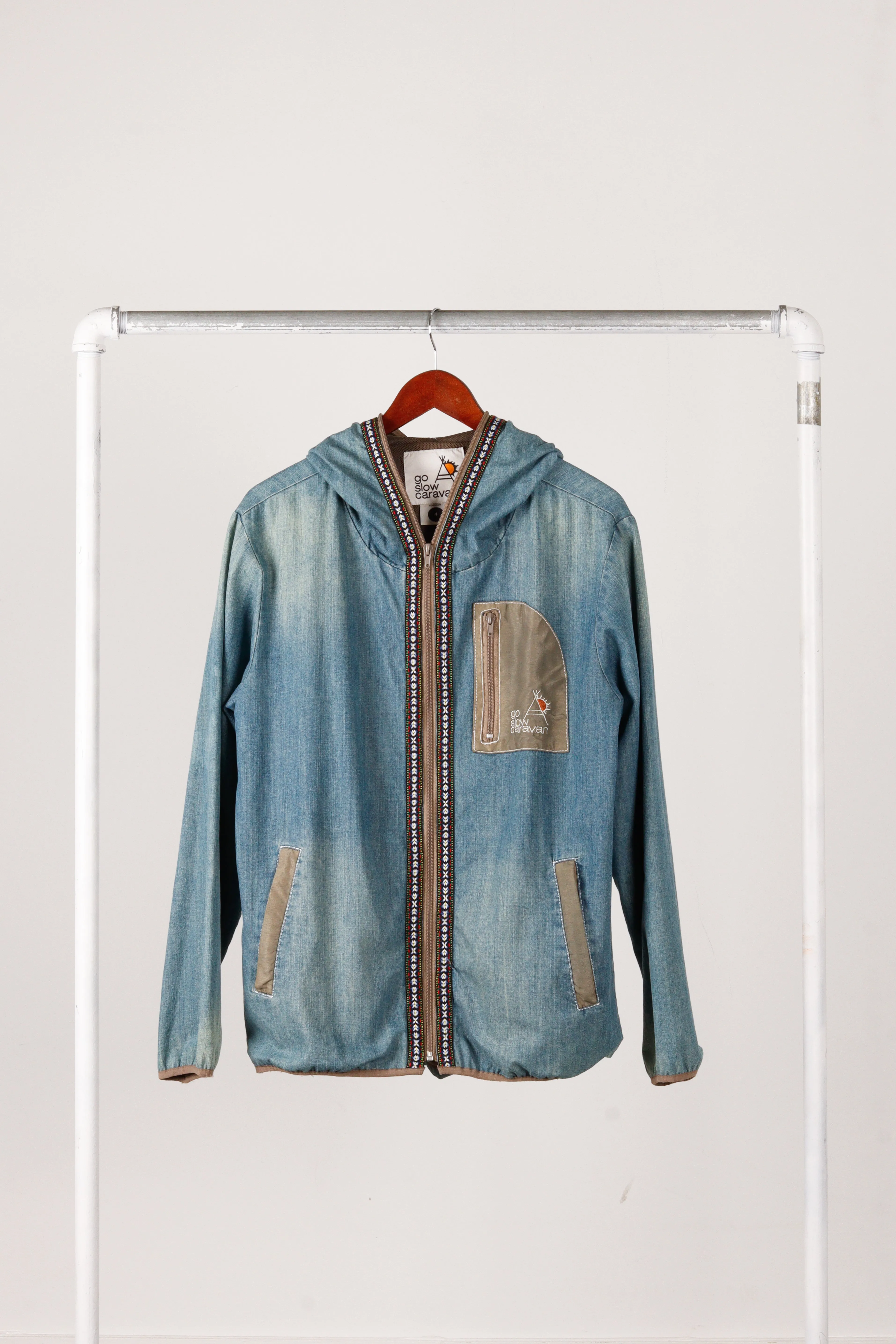 Go Slow Caravan 'Seven Seas' Full-Zip Denim Hooded Jacket