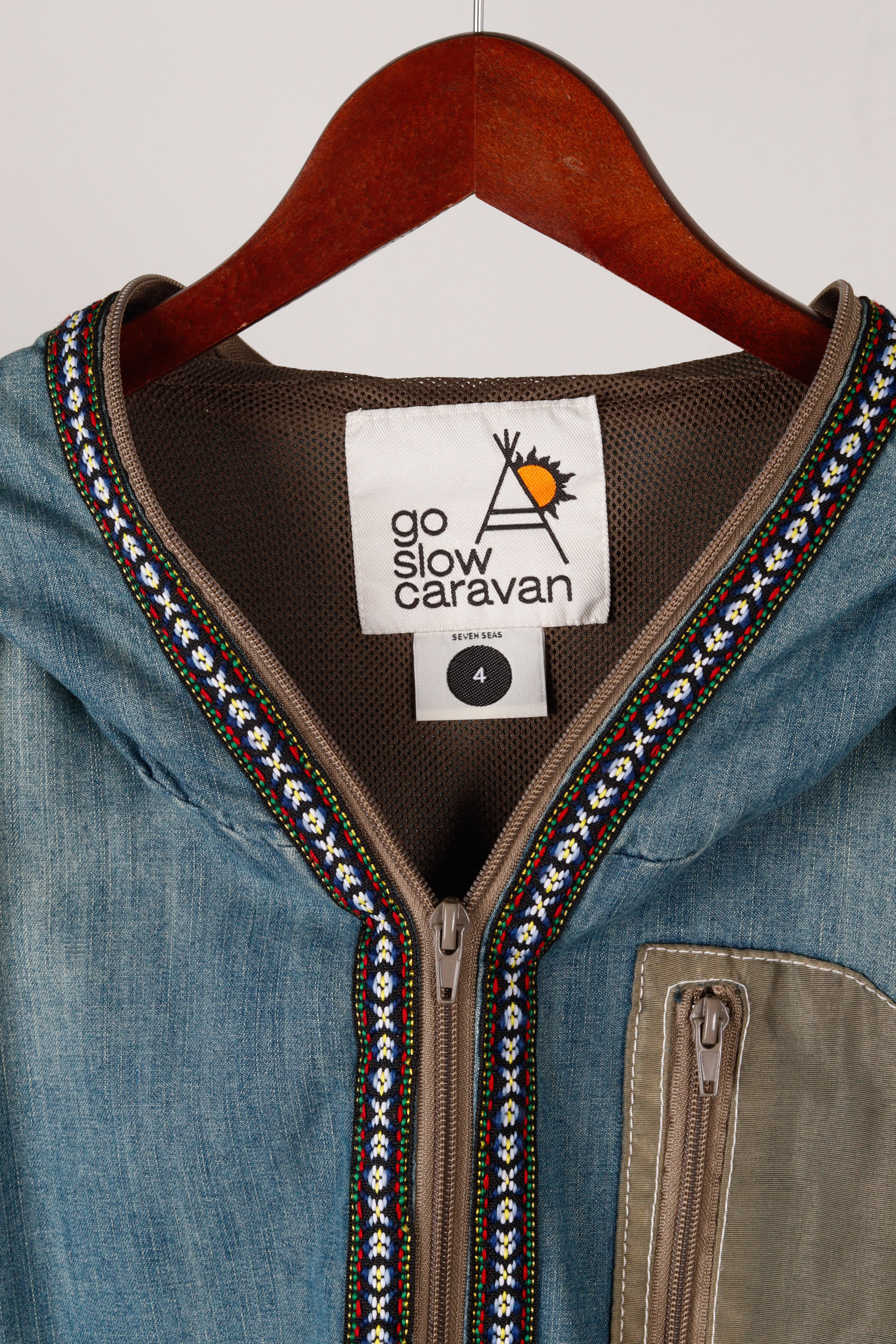 Go Slow Caravan 'Seven Seas' Full-Zip Denim Hooded Jacket