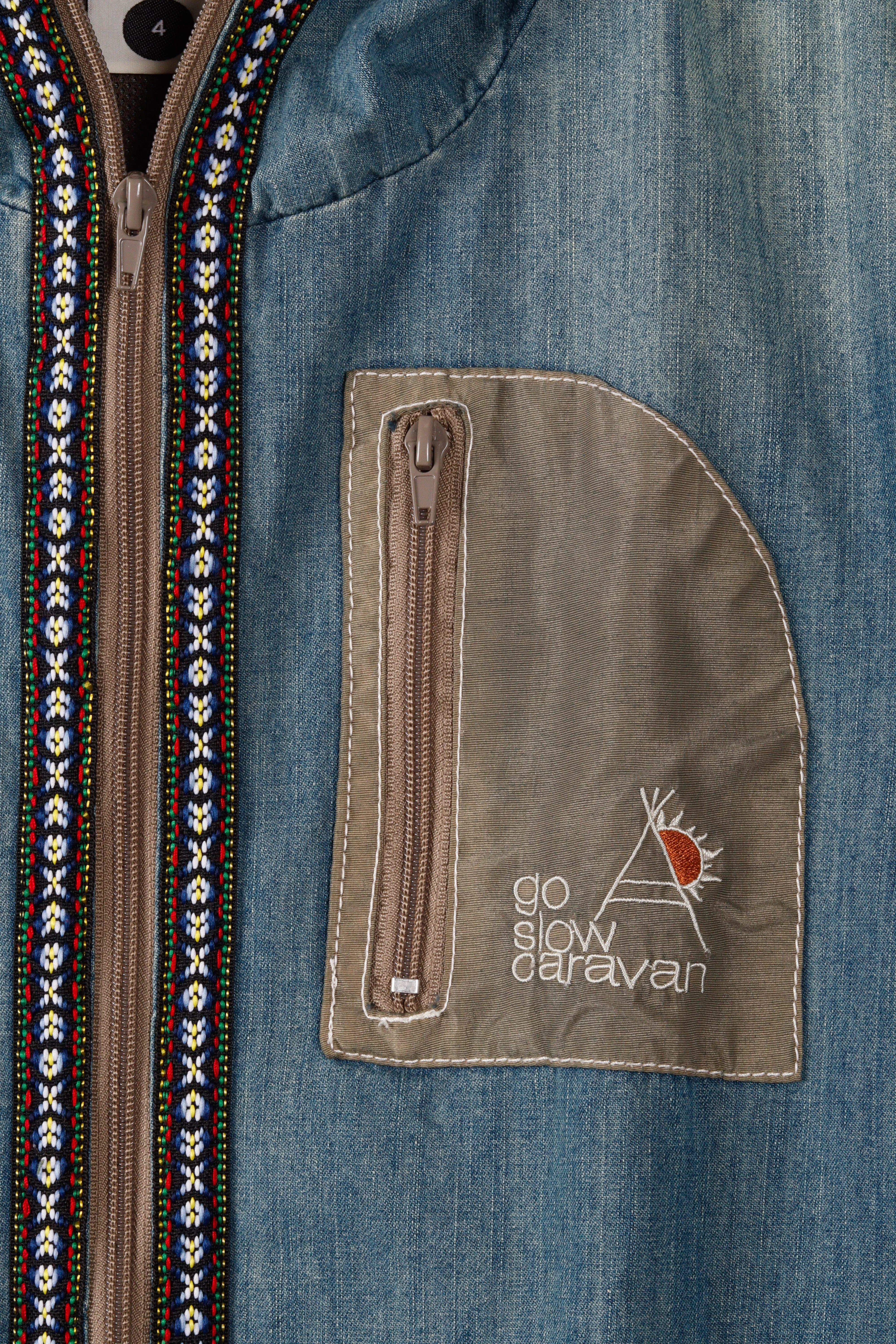 Go Slow Caravan 'Seven Seas' Full-Zip Denim Hooded Jacket