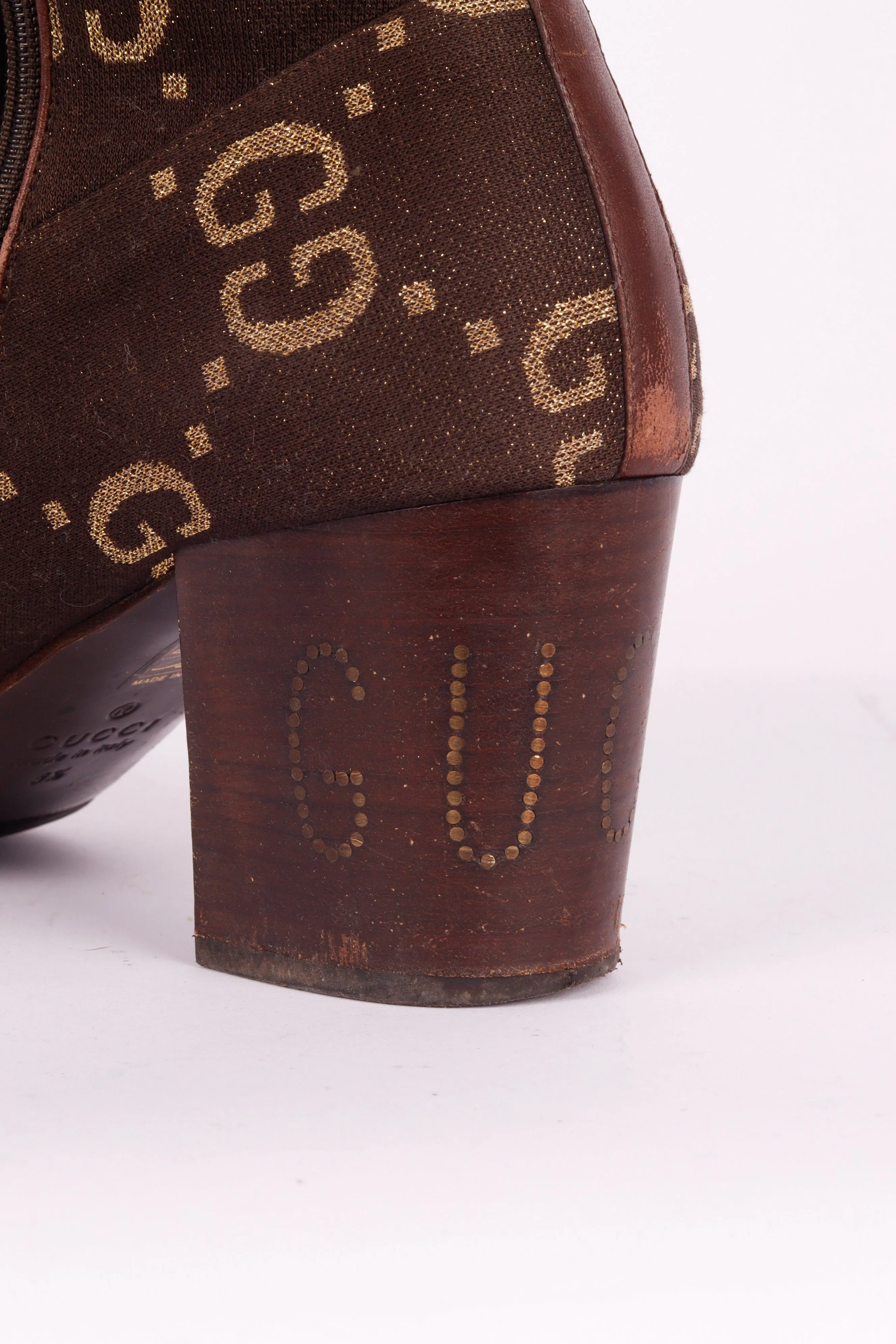 Gucci FW19 'Leather Trim Monogram Logo Jacquard' Boots (2019)