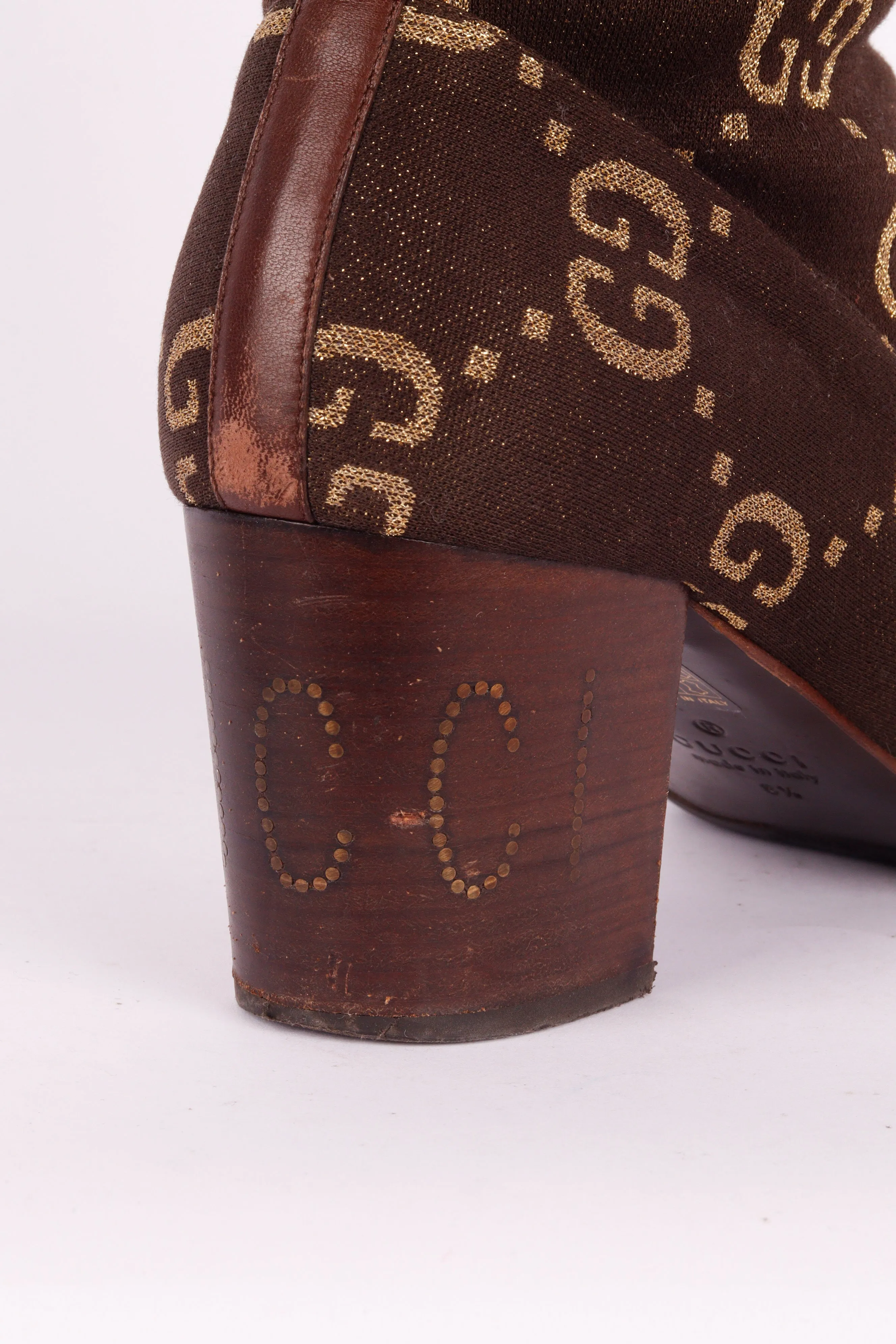 Gucci FW19 'Leather Trim Monogram Logo Jacquard' Boots (2019)