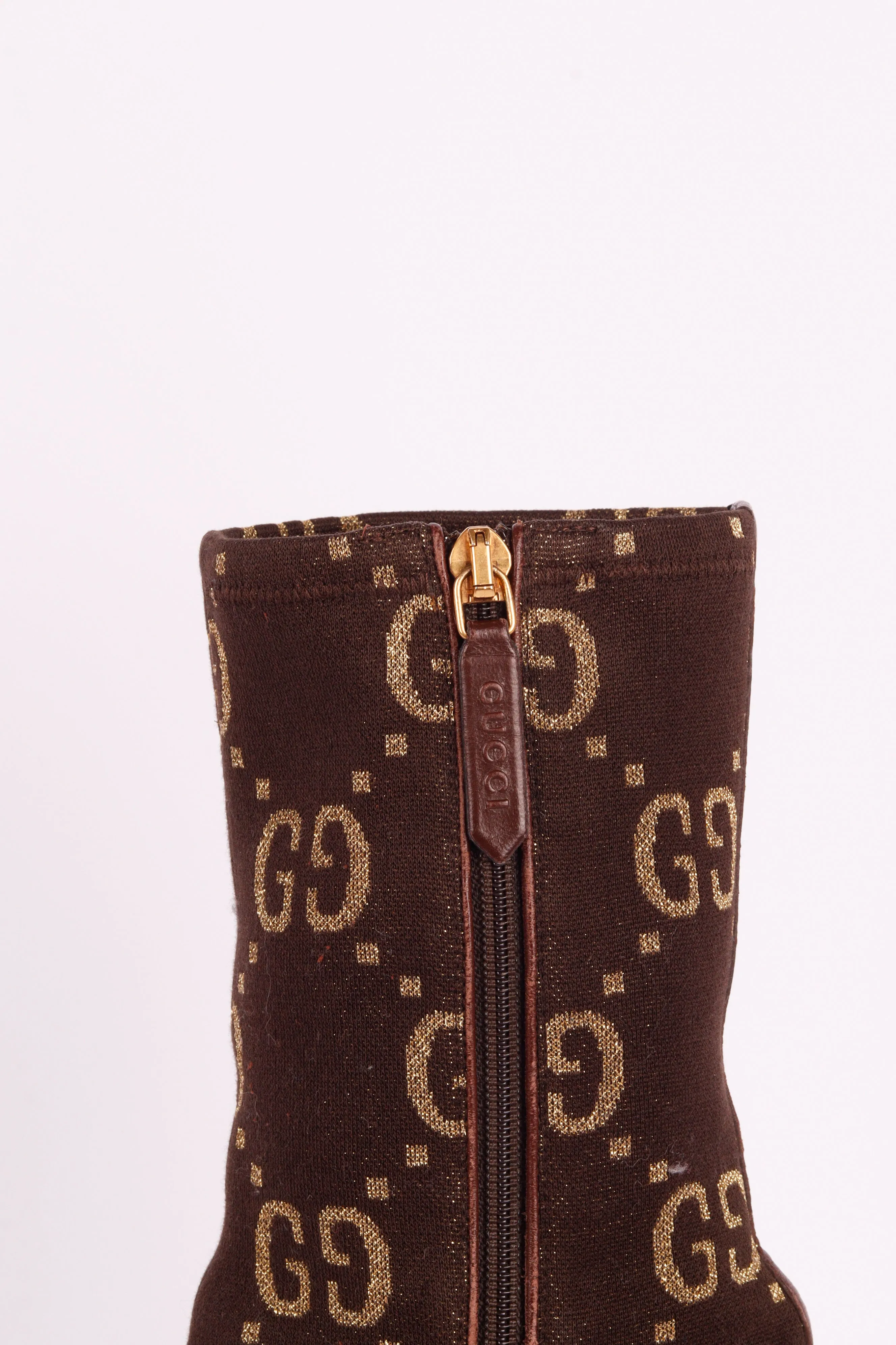 Gucci FW19 'Leather Trim Monogram Logo Jacquard' Boots (2019)