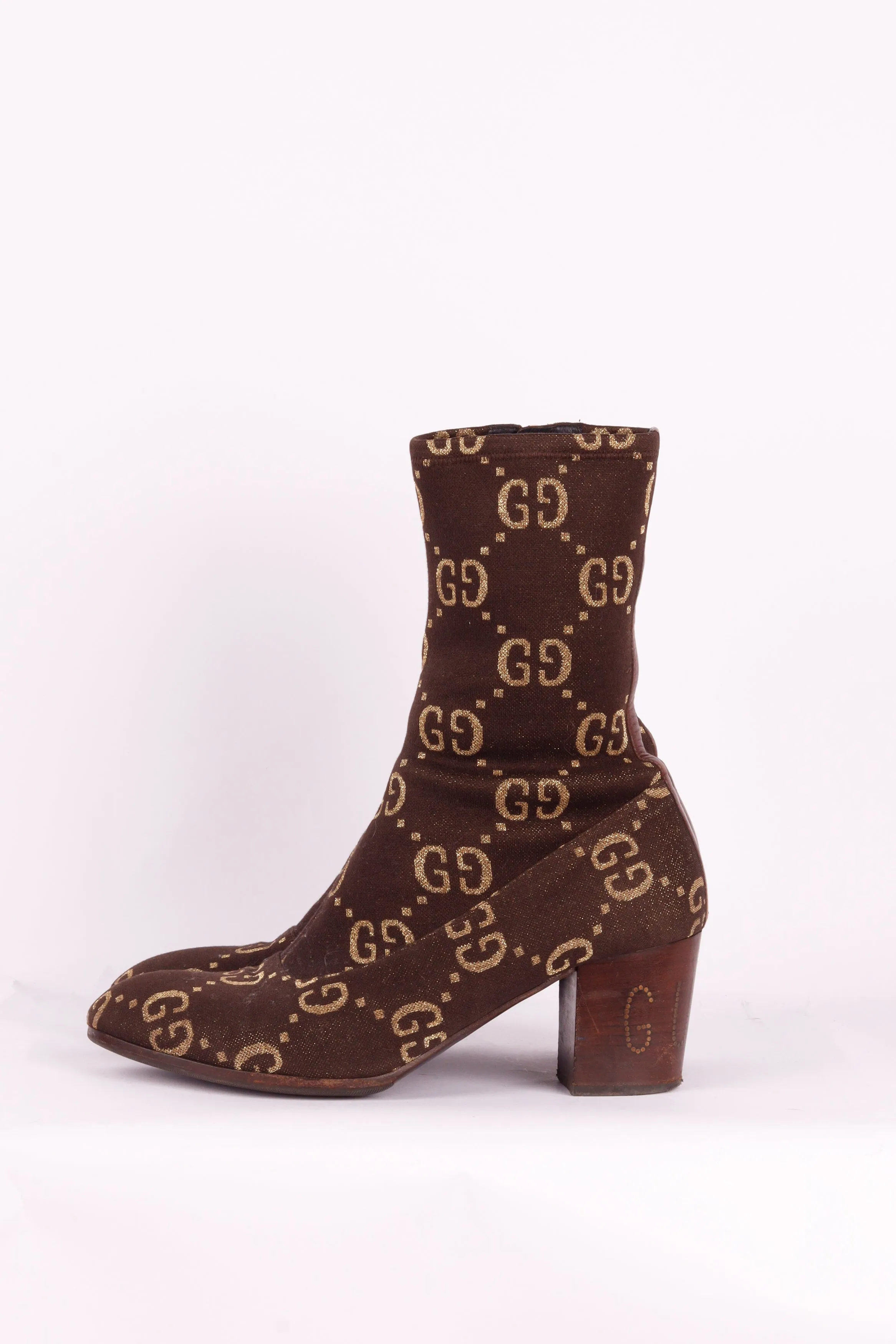 Gucci FW19 'Leather Trim Monogram Logo Jacquard' Boots (2019)