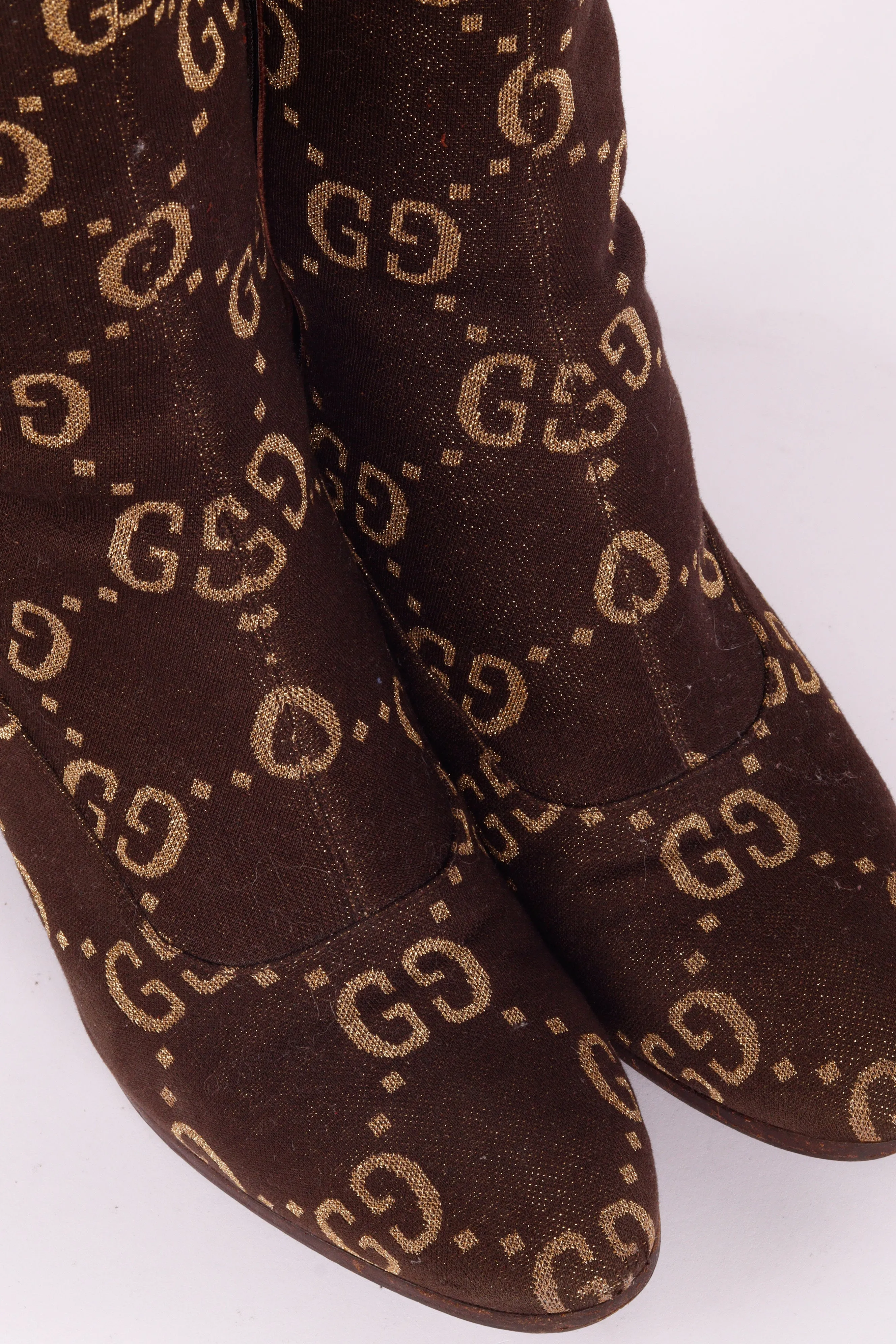 Gucci FW19 'Leather Trim Monogram Logo Jacquard' Boots (2019)