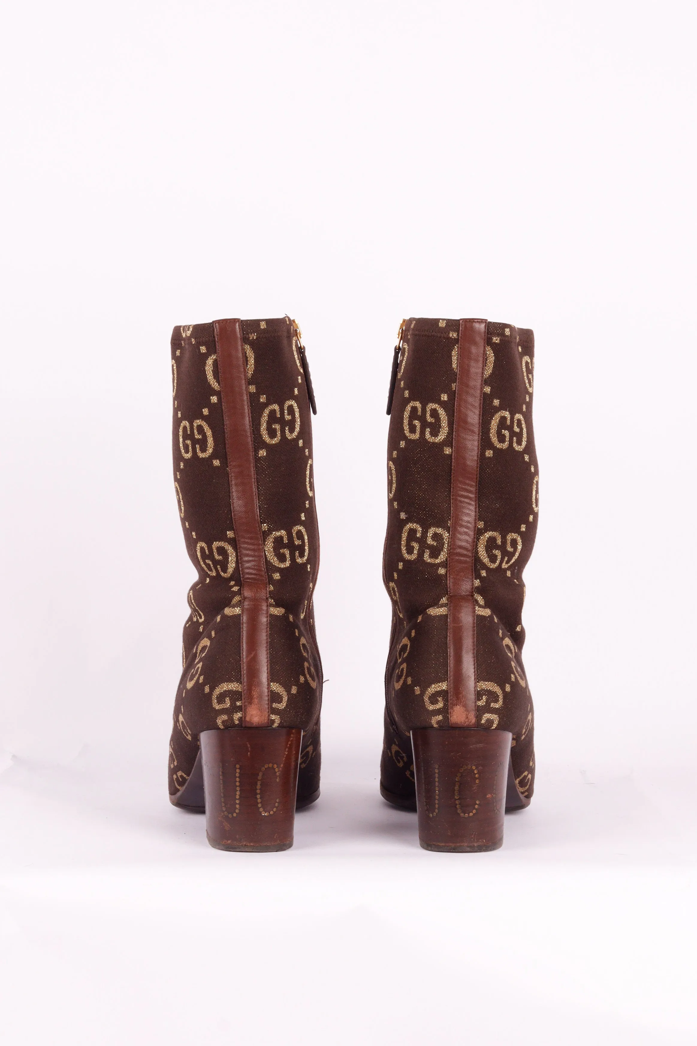 Gucci FW19 'Leather Trim Monogram Logo Jacquard' Boots (2019)