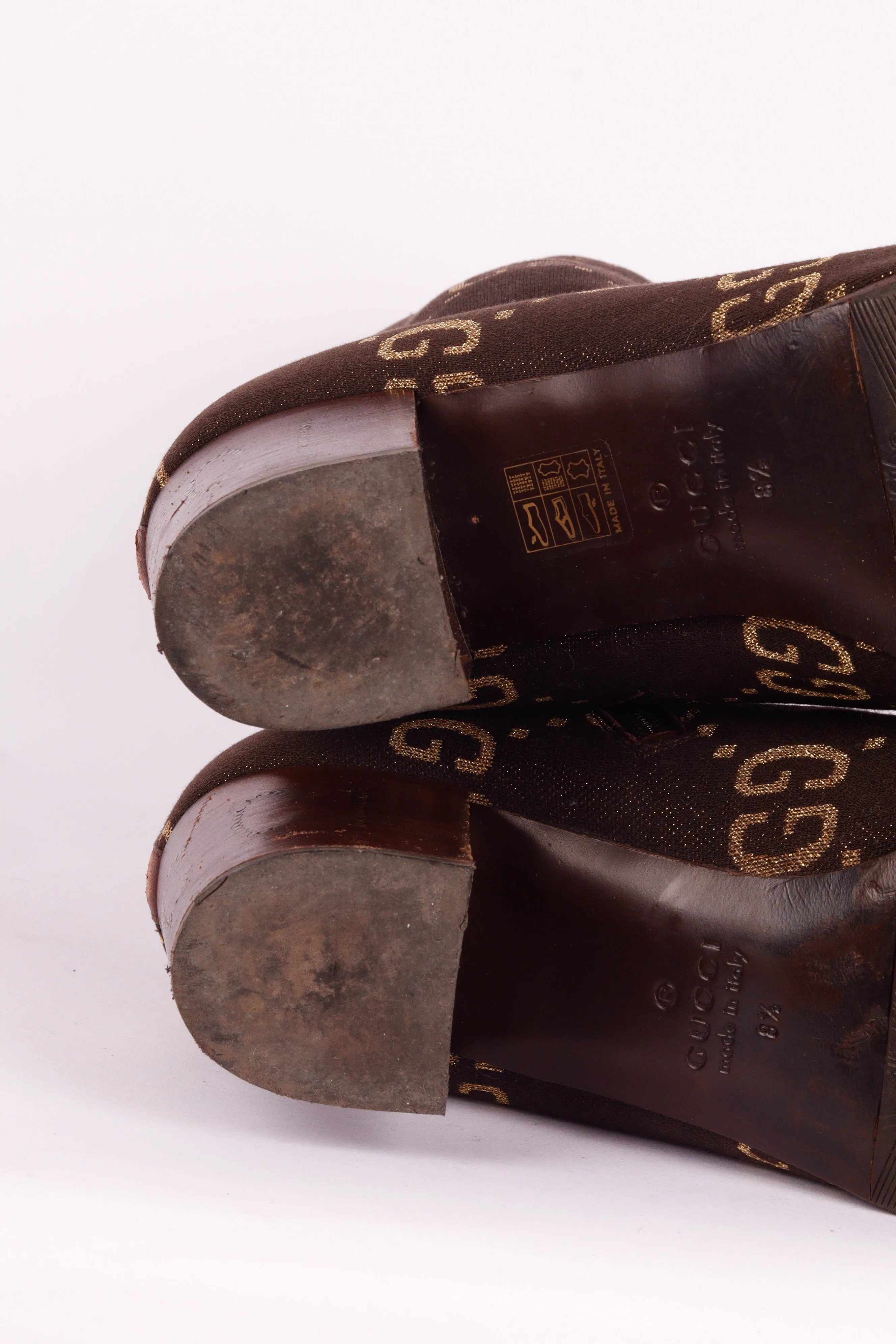 Gucci FW19 'Leather Trim Monogram Logo Jacquard' Boots (2019)