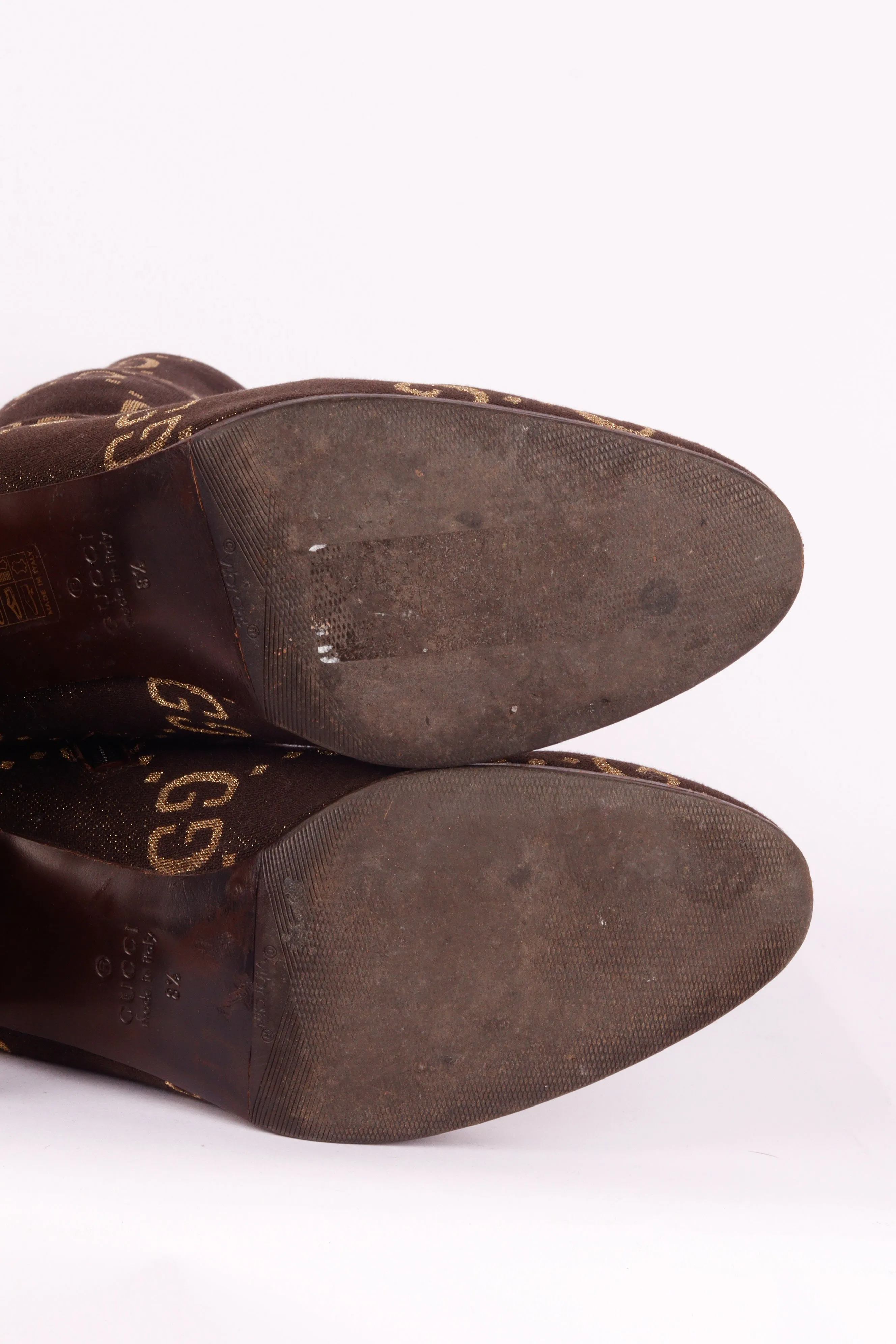 Gucci FW19 'Leather Trim Monogram Logo Jacquard' Boots (2019)