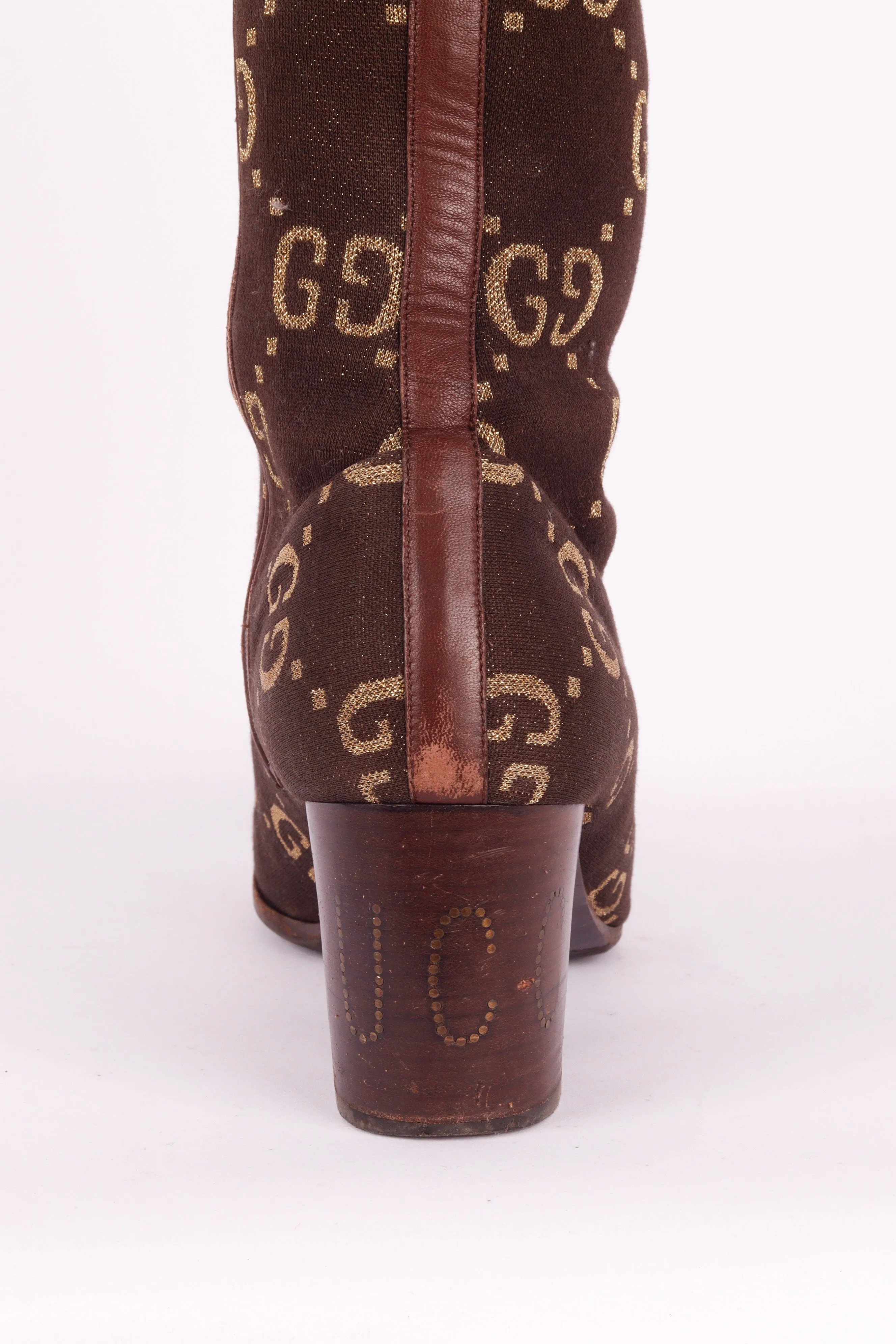 Gucci FW19 'Leather Trim Monogram Logo Jacquard' Boots (2019)