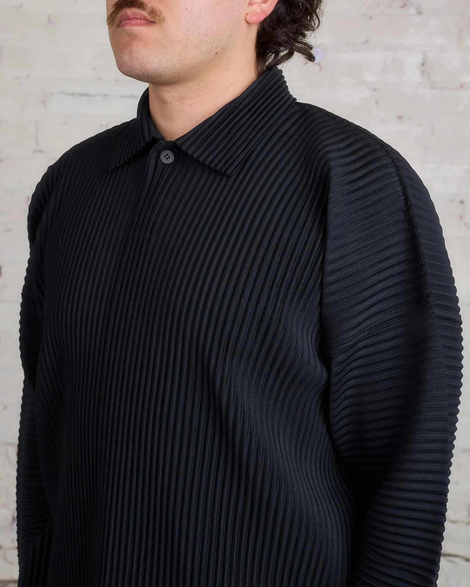 HOMME PLISS ISSEY MIYAKE Pleats October LS Polo Black