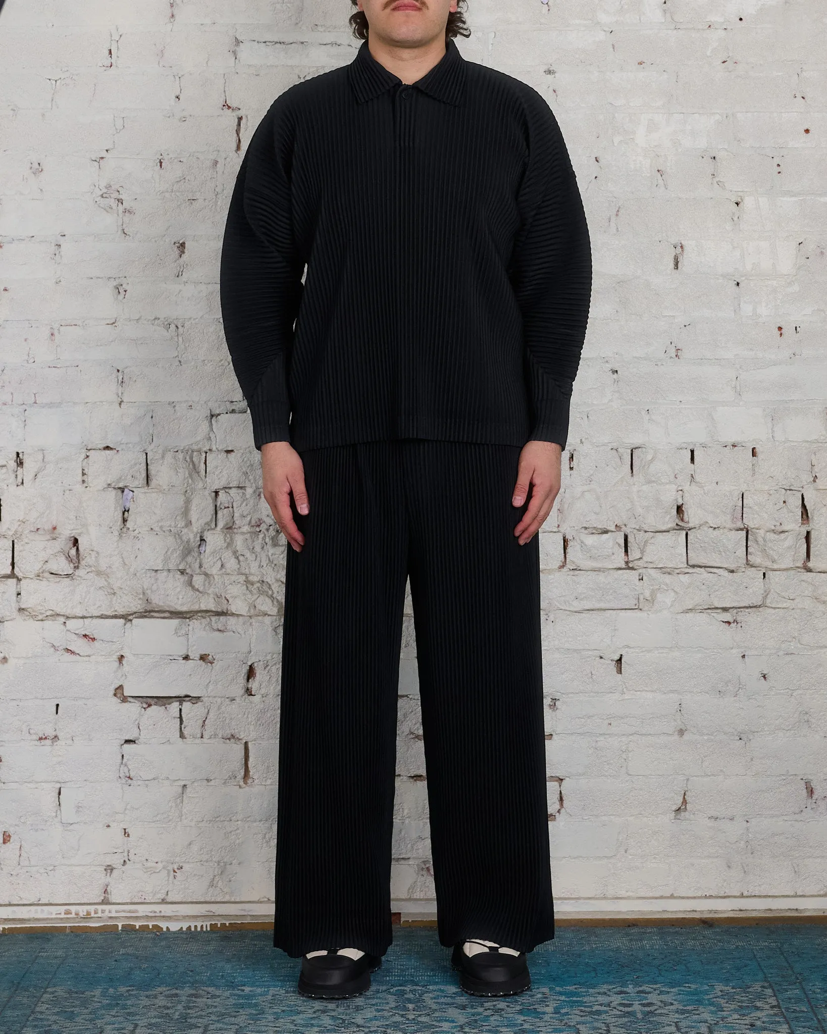 HOMME PLISS ISSEY MIYAKE Pleats October LS Polo Black