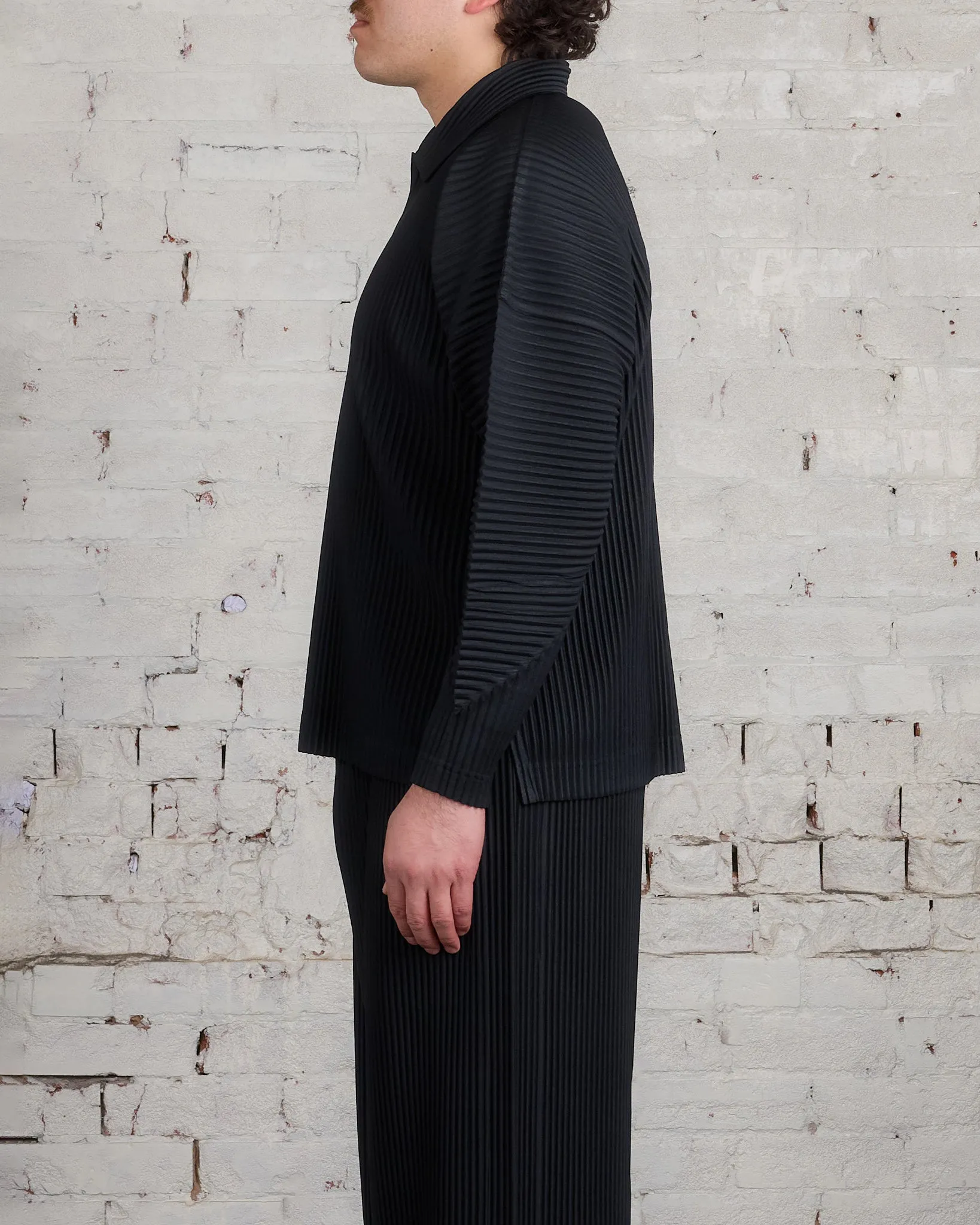 HOMME PLISS ISSEY MIYAKE Pleats October LS Polo Black
