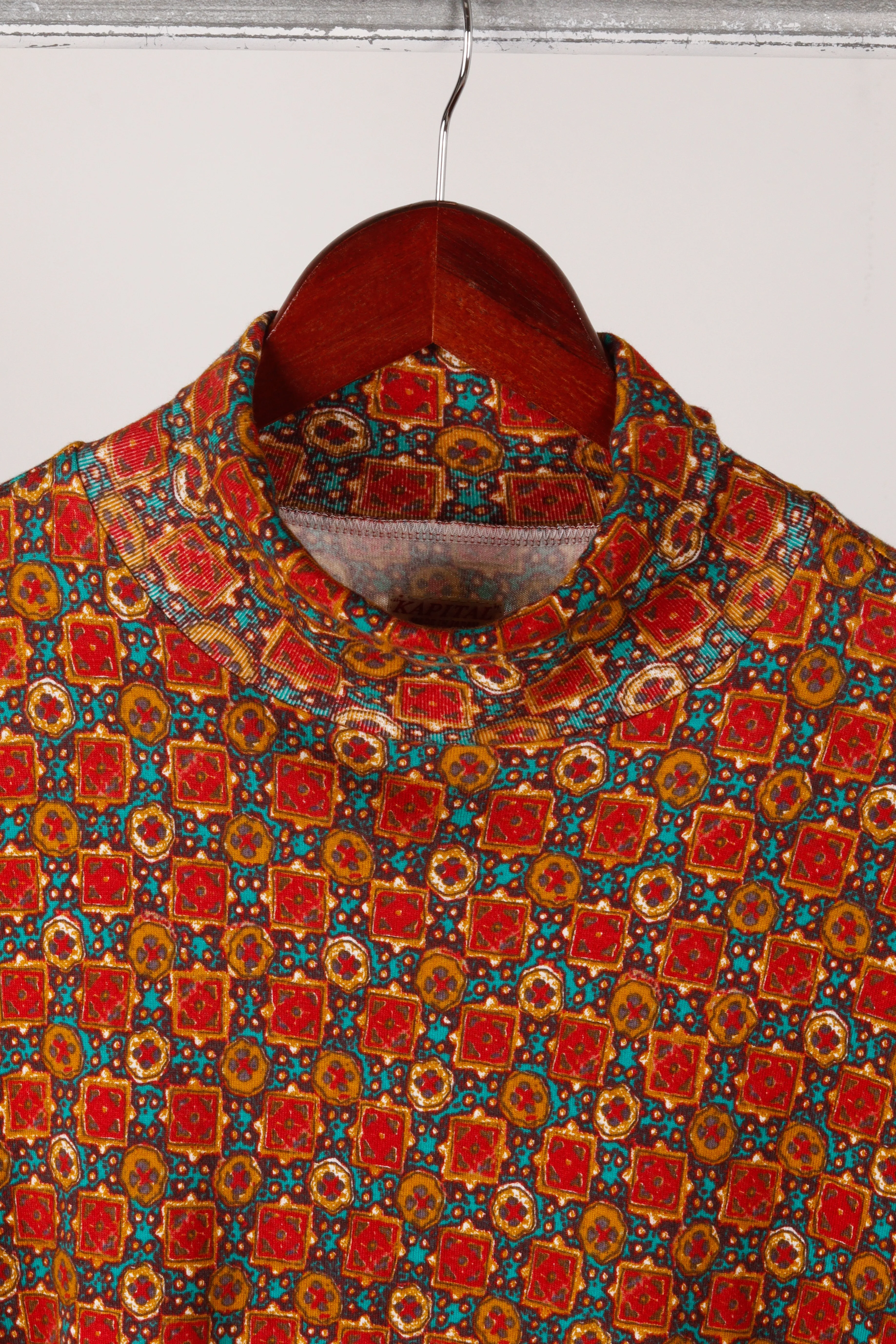 Kapital 'Portuguese Azulejo Print' Mock Neck L/S Top Red