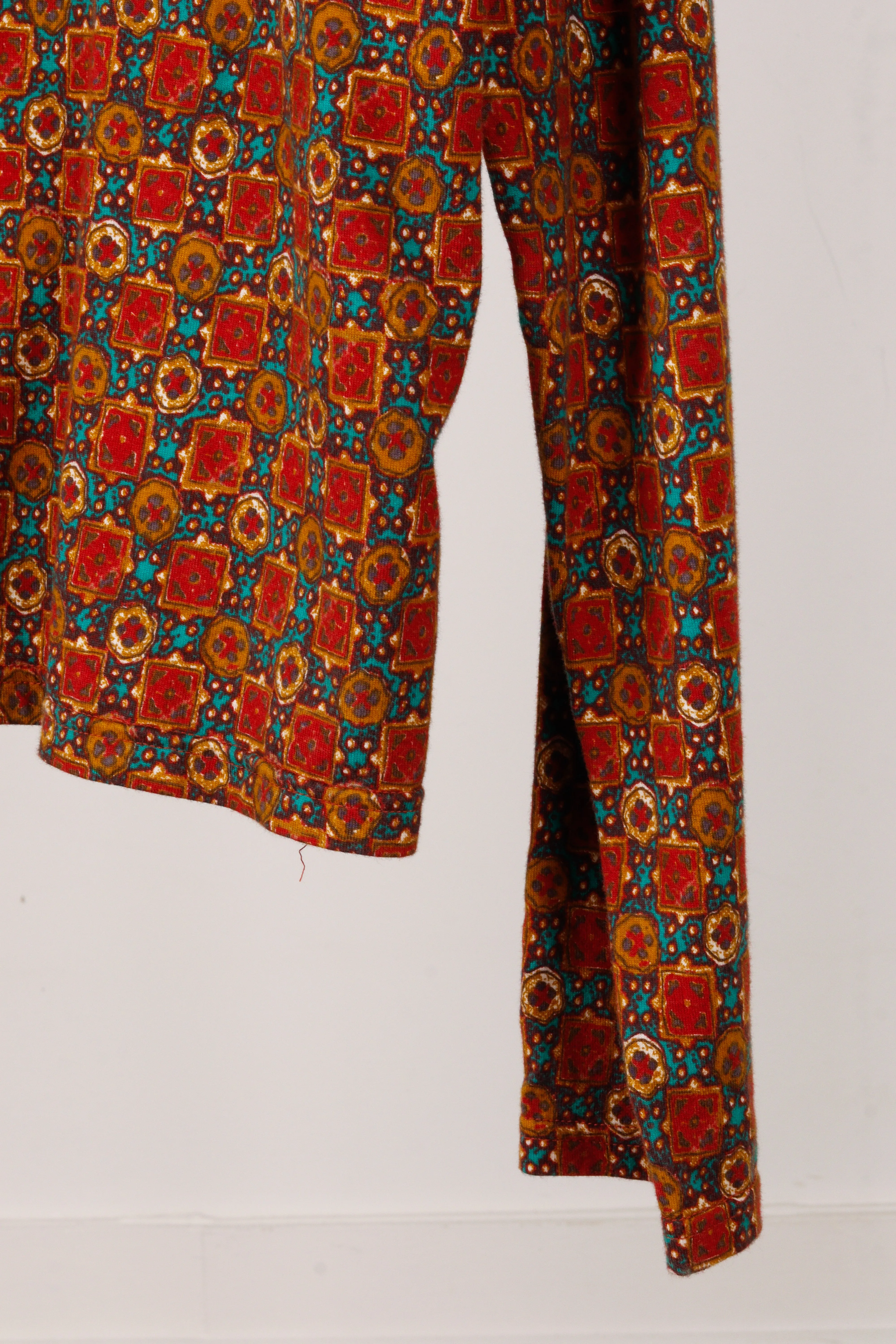 Kapital 'Portuguese Azulejo Print' Mock Neck L/S Top Red