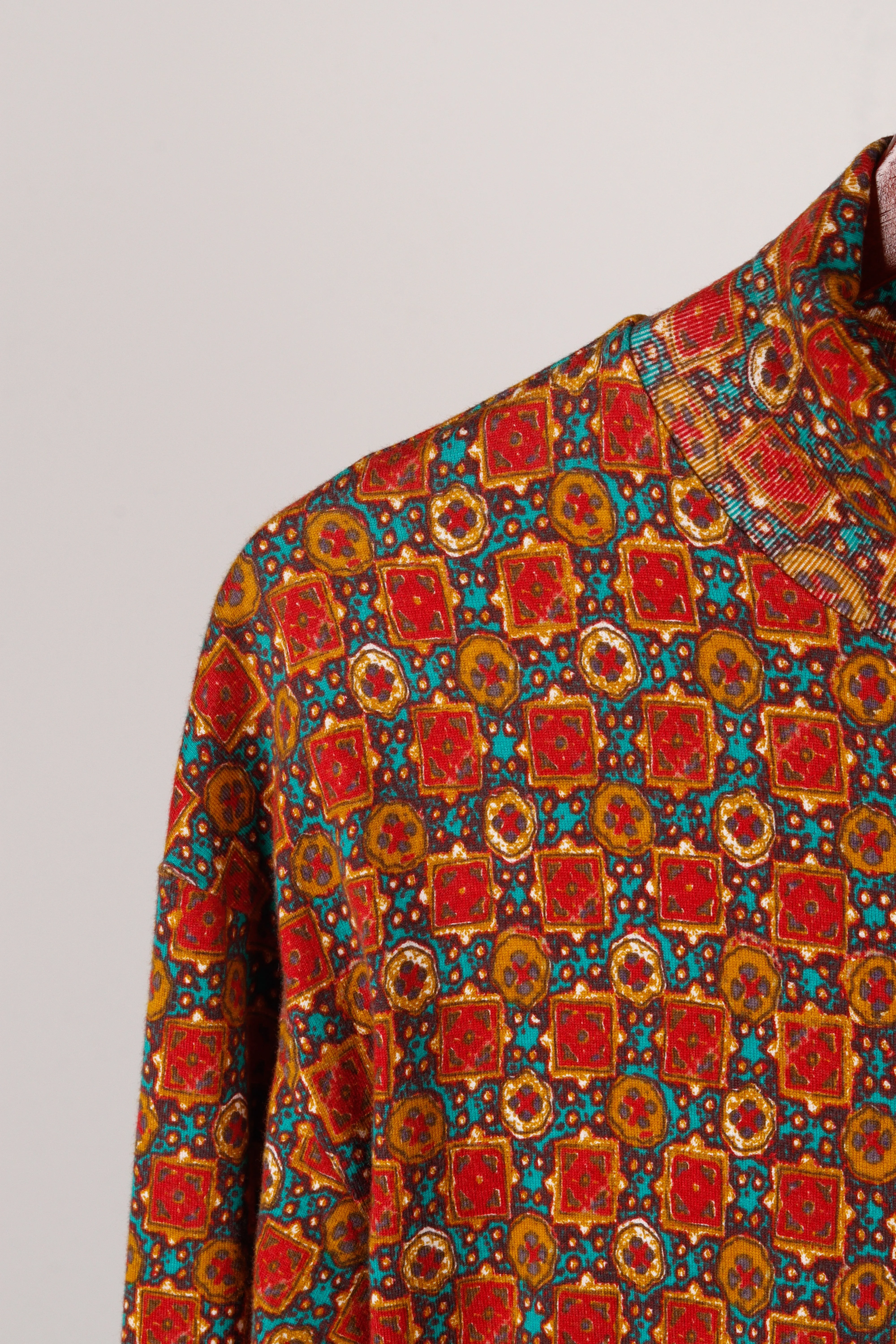 Kapital 'Portuguese Azulejo Print' Mock Neck L/S Top Red