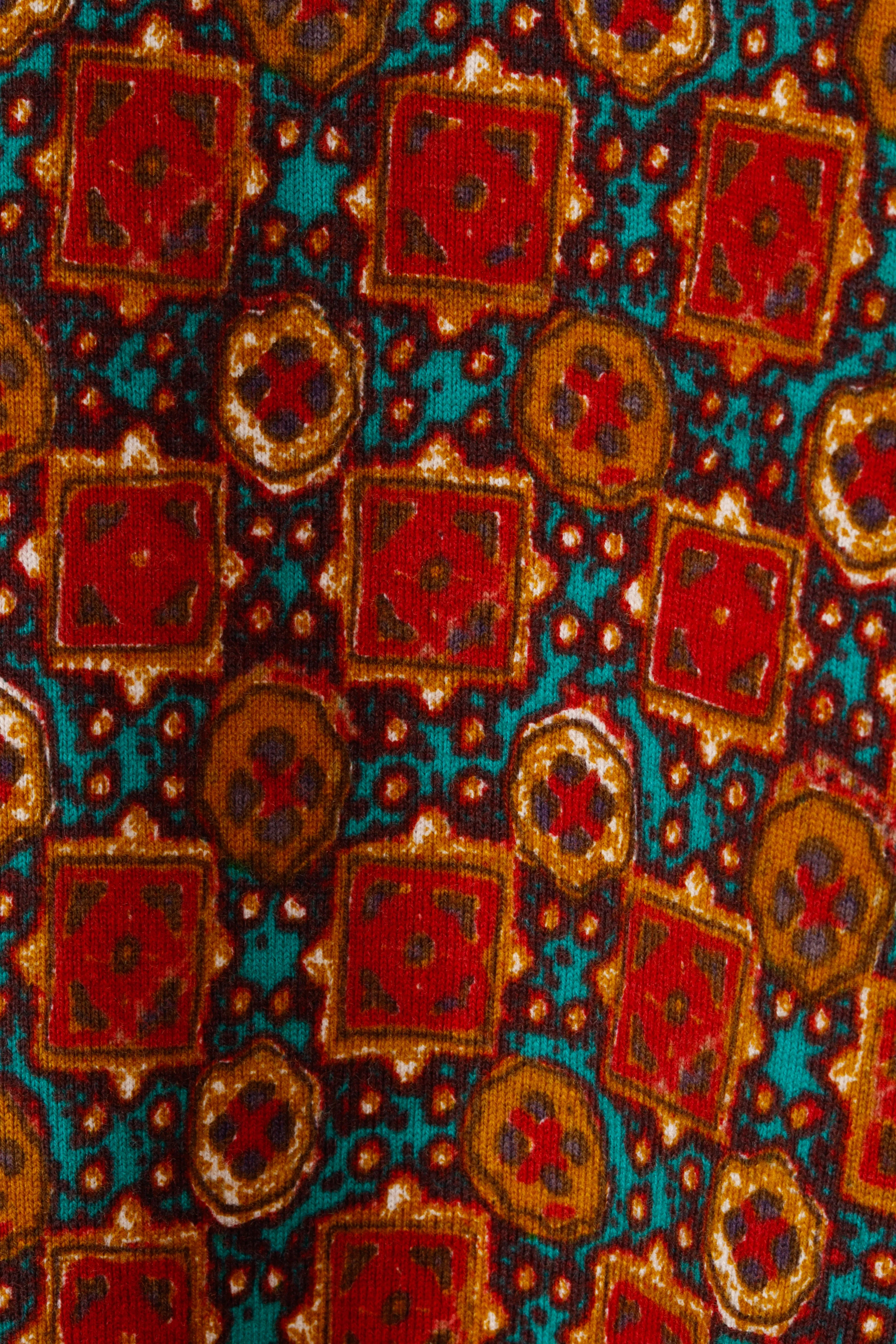 Kapital 'Portuguese Azulejo Print' Mock Neck L/S Top Red