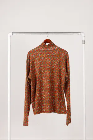 Kapital 'Portuguese Azulejo Print' Mock Neck L/S Top Red