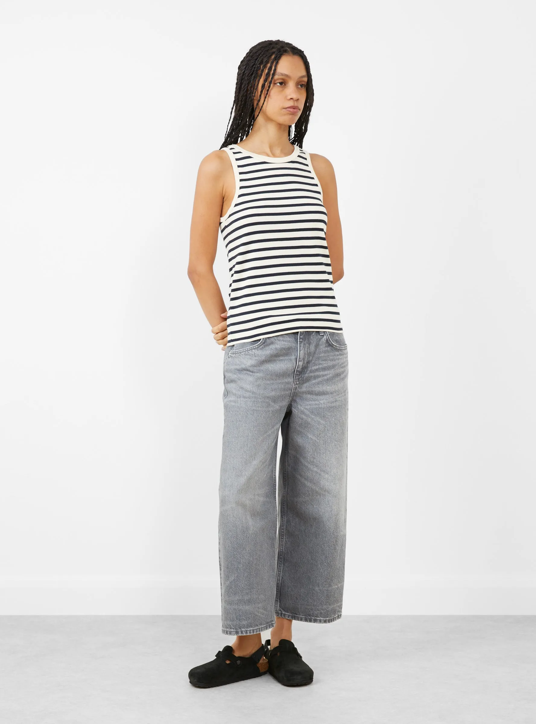 Loui Tank Top Dark Navy and White
