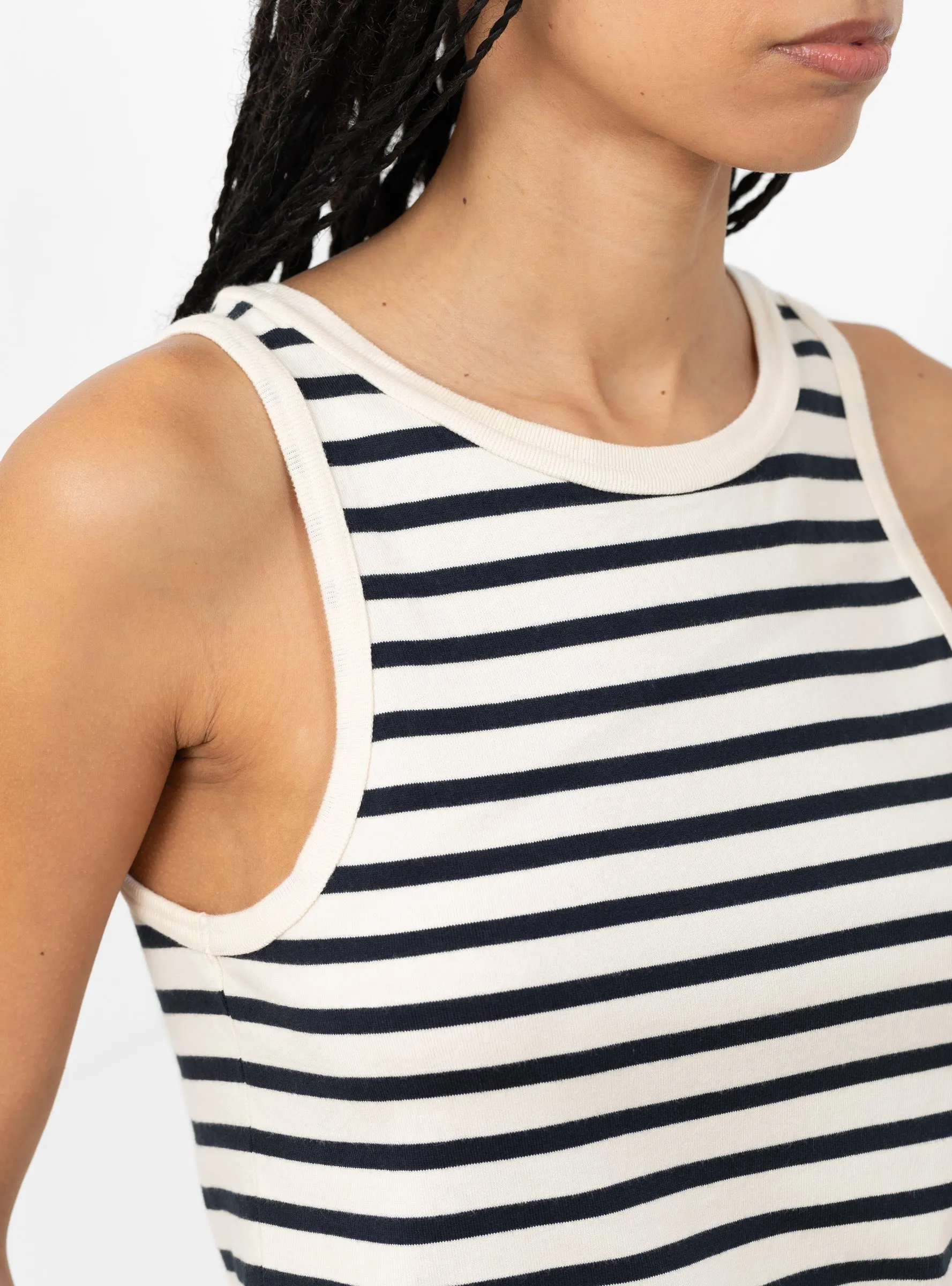 Loui Tank Top Dark Navy and White