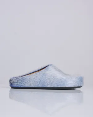 Marni Fussbett Sabot Long Hair Calf Mineral Blue