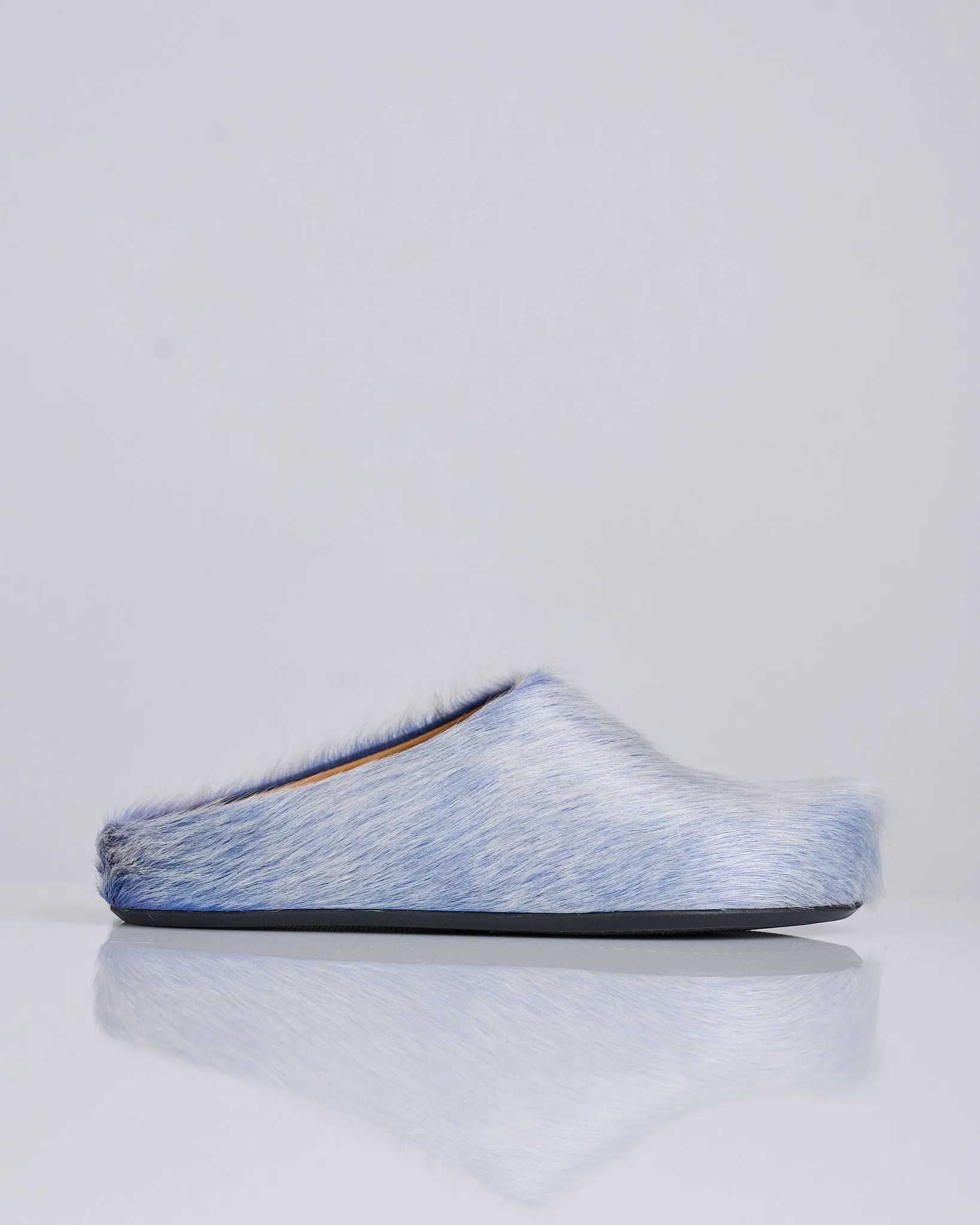 Marni Fussbett Sabot Long Hair Calf Mineral Blue