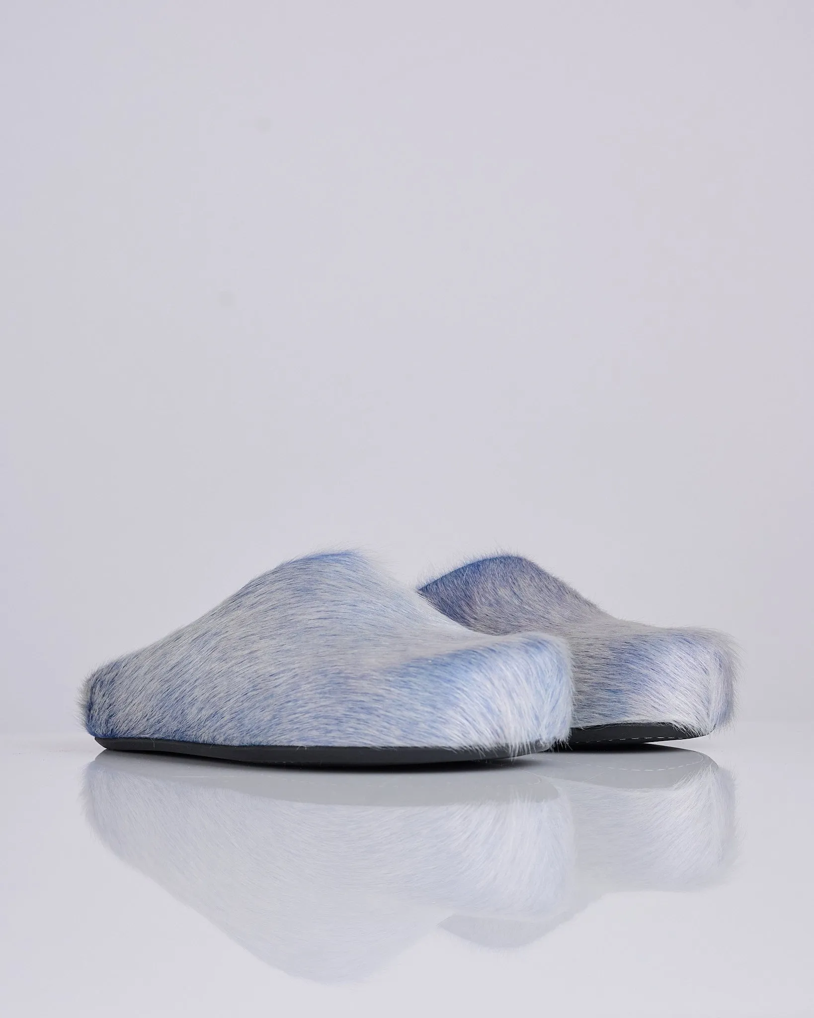 Marni Fussbett Sabot Long Hair Calf Mineral Blue